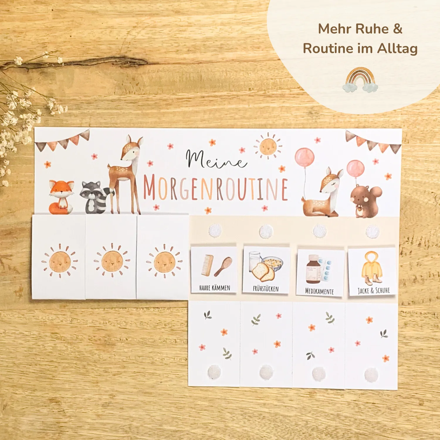 MeinBaby123 Süße Tiere Morgen-Abendroutine PDF Ausdruck