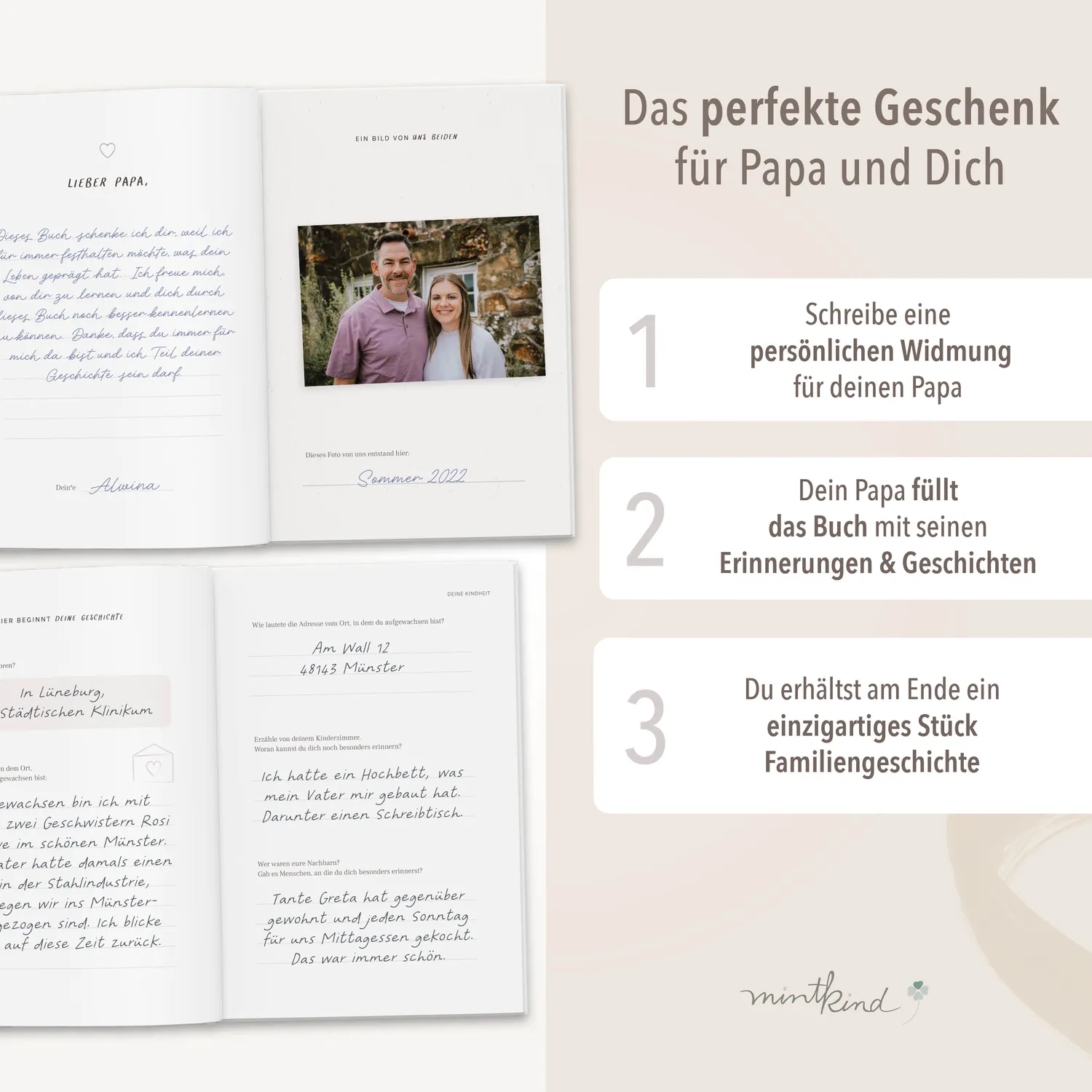 MINTKIND Dein Leben Papa Erinnerungsbuch Vater 112 Seiten