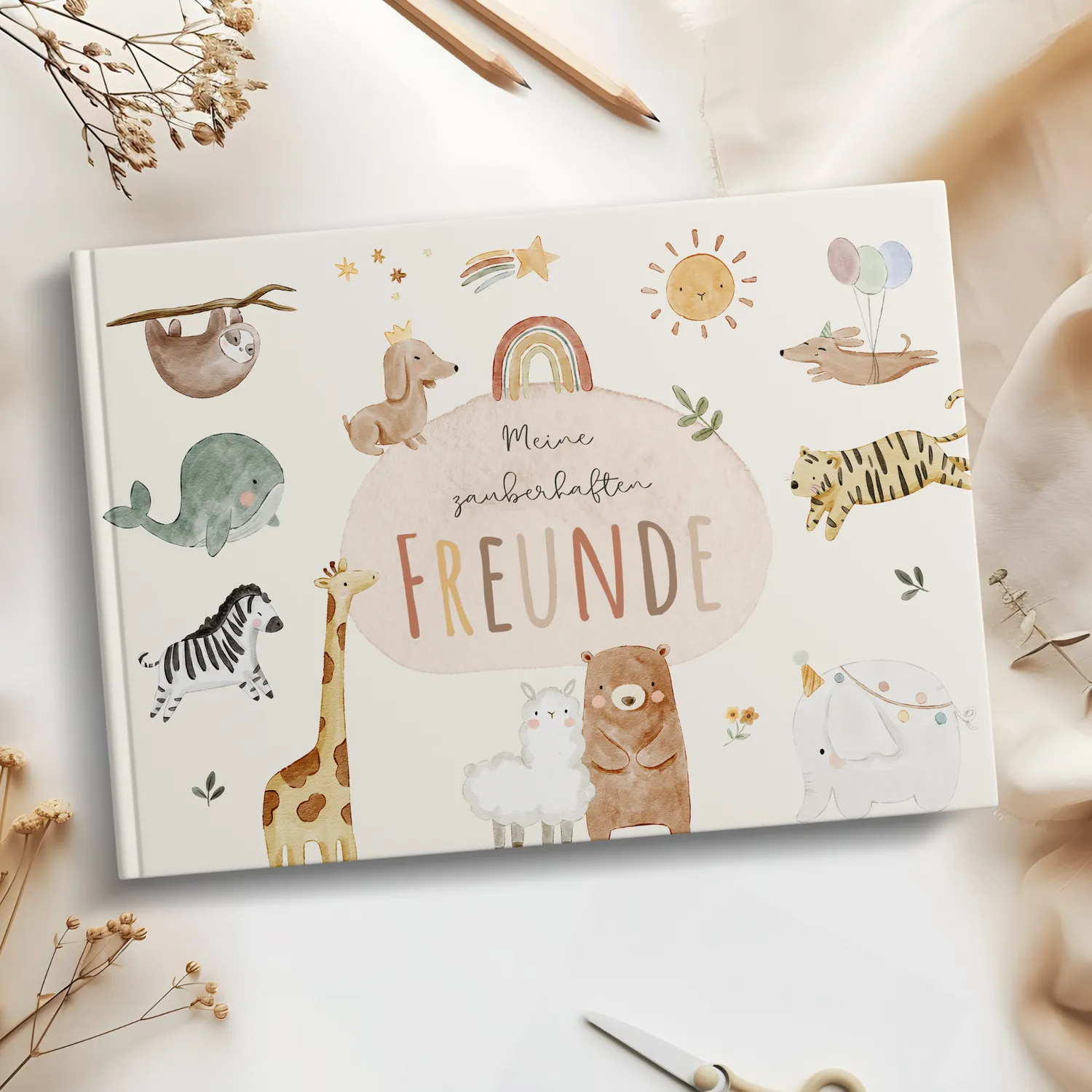 MeinBaby123 Boho Tiere Freundebuch für Kinder Hardcover