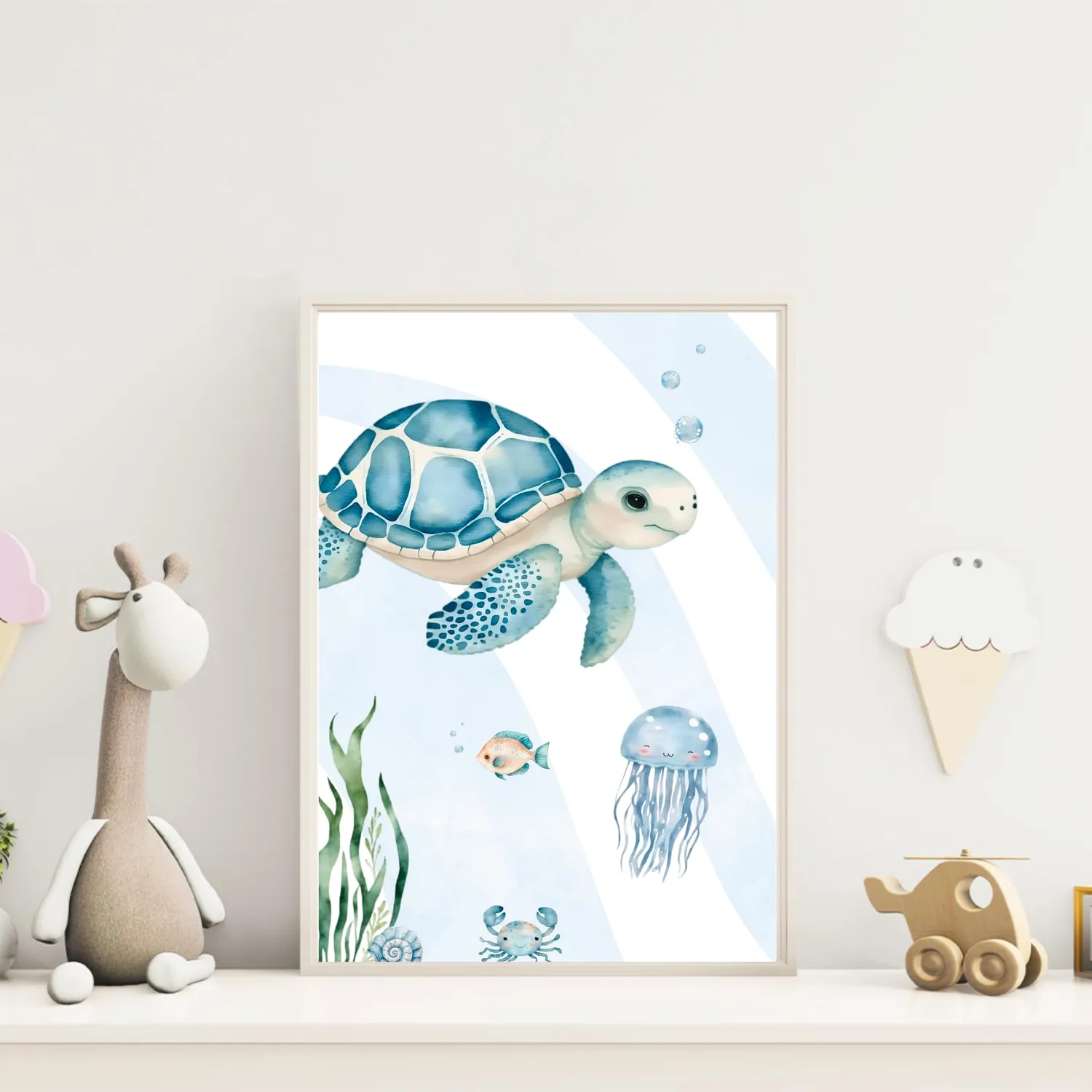 MeinBaby123 Kinderzimmerposter 3er Set A4 Unterwasserwelt