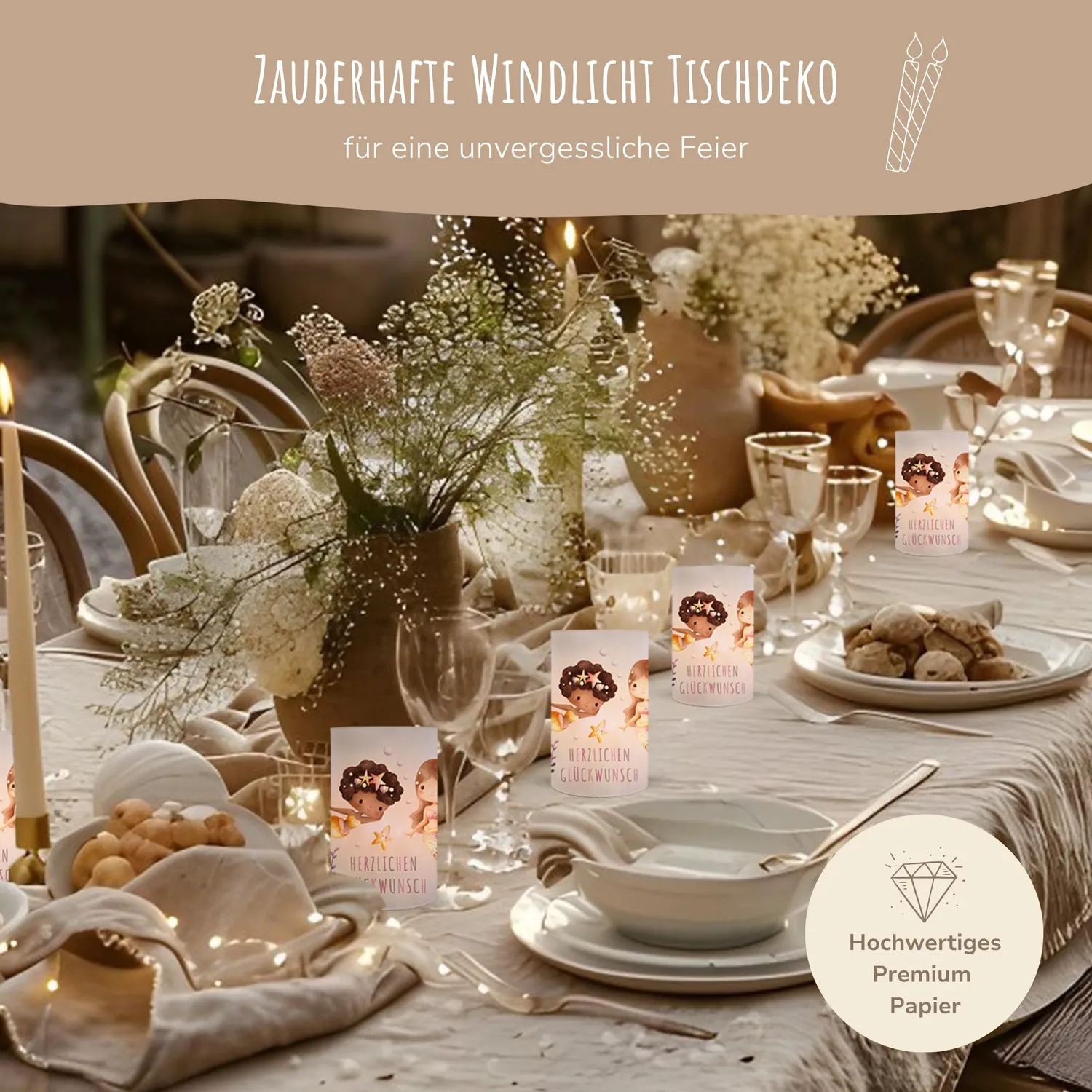 MeinBaby123 Meerjungfrauen Windlicht 10 Stück Set