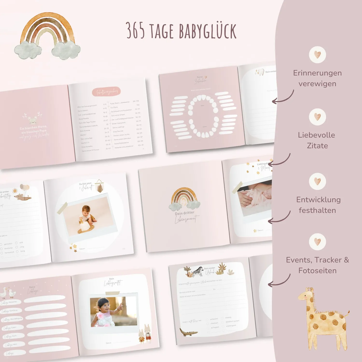 MeinBaby123 Dein erstes Jahr Babyalbum rosa 136 Seiten