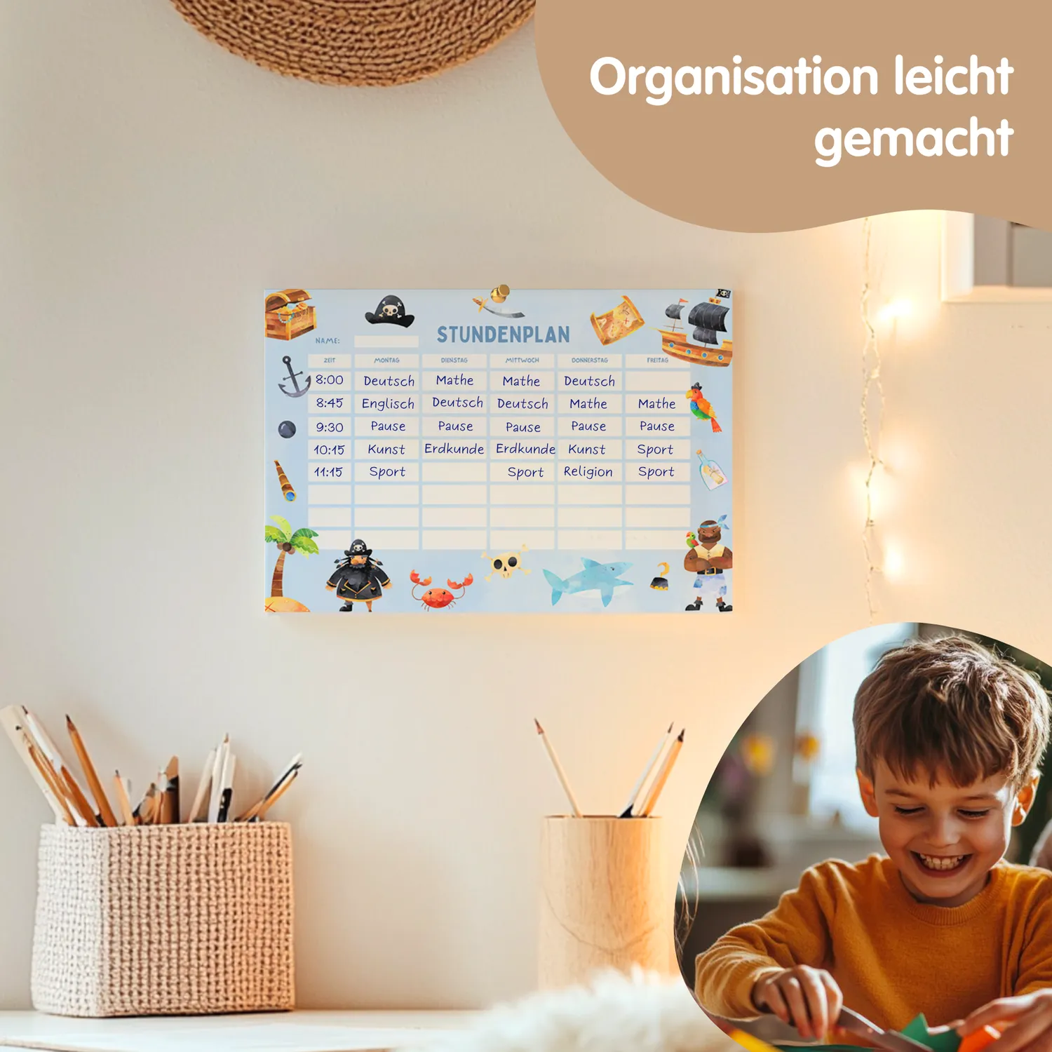 MeinBaby123 Stundenplan Piraten PDF Ausdrucken Grundschule