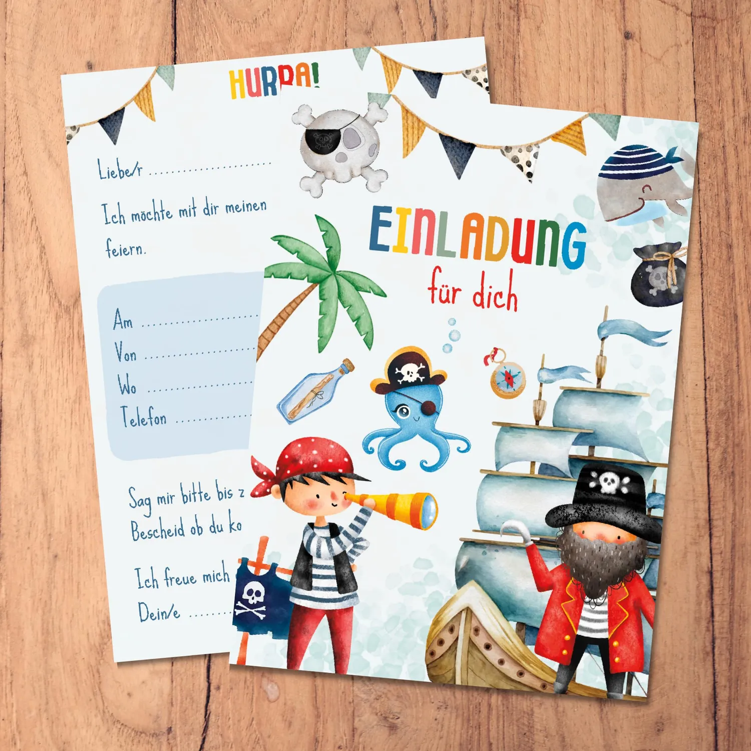 MeinBaby123 Einladungskarten Kindergeburtstag Piraten 10er
