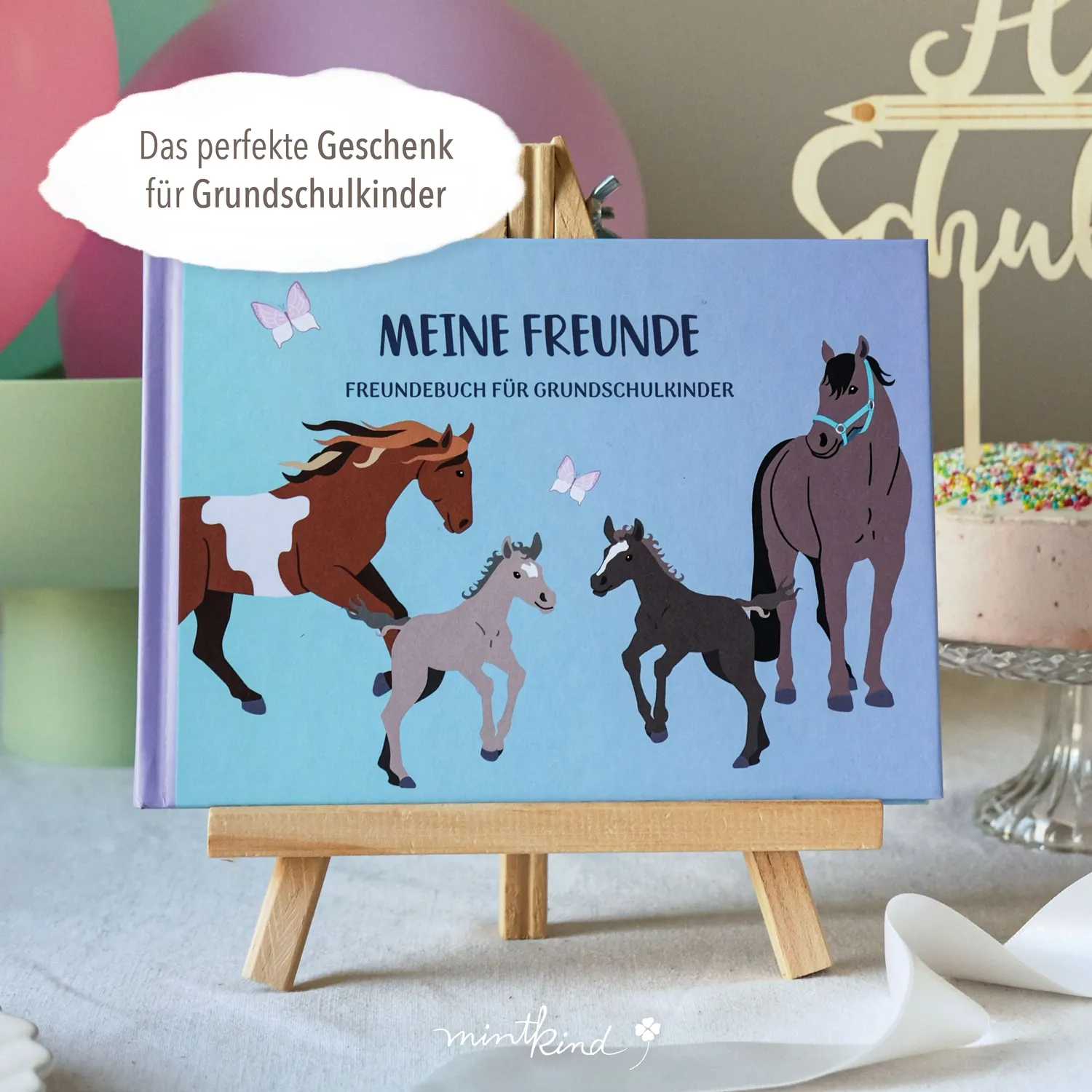 MINTKIND Freundebuch Schule Pferde Rosa 96 Seiten