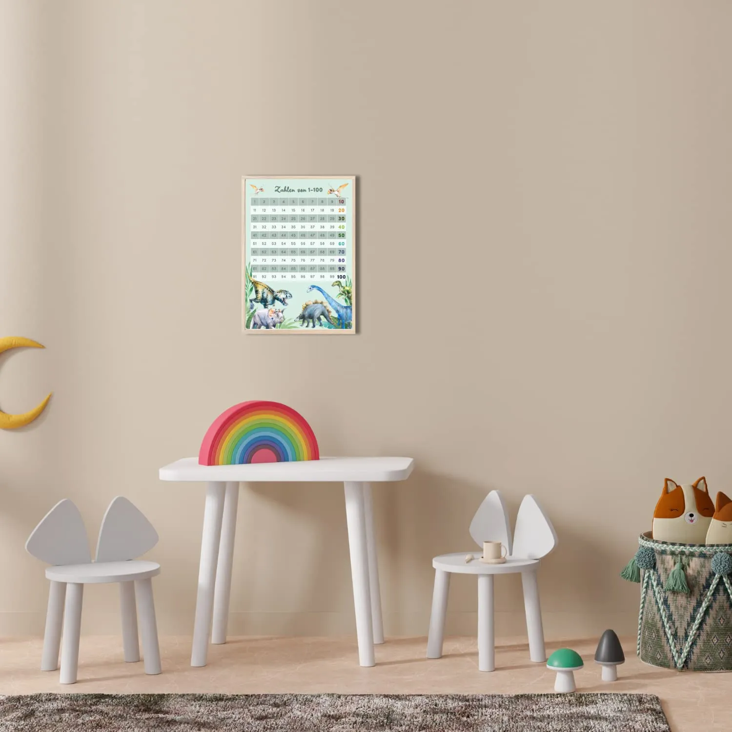 MeinBaby123 Dino Lernposter Zahlen 1-100 A4
