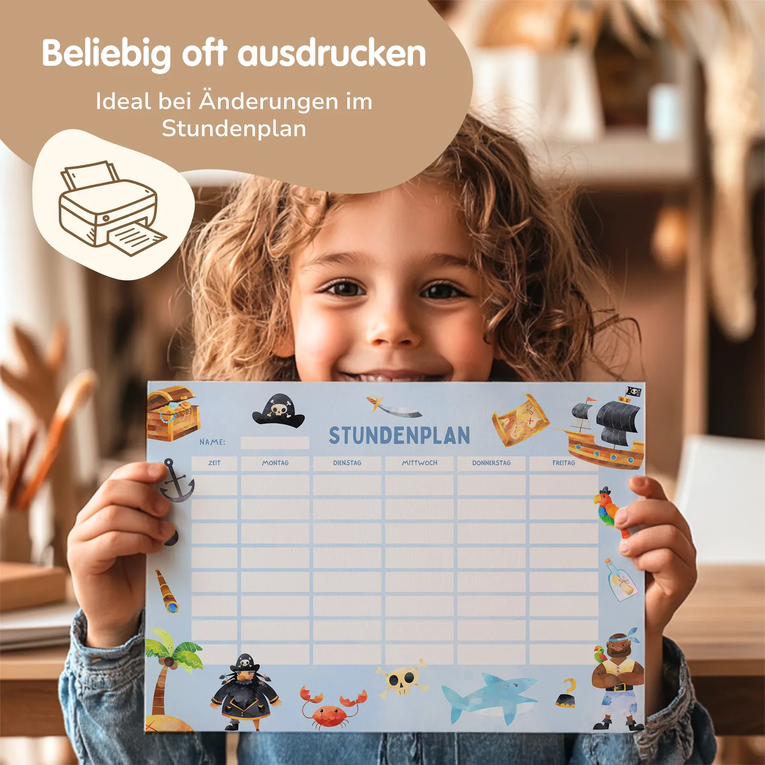 MeinBaby123 Stundenplan Piraten PDF Ausdrucken Grundschule