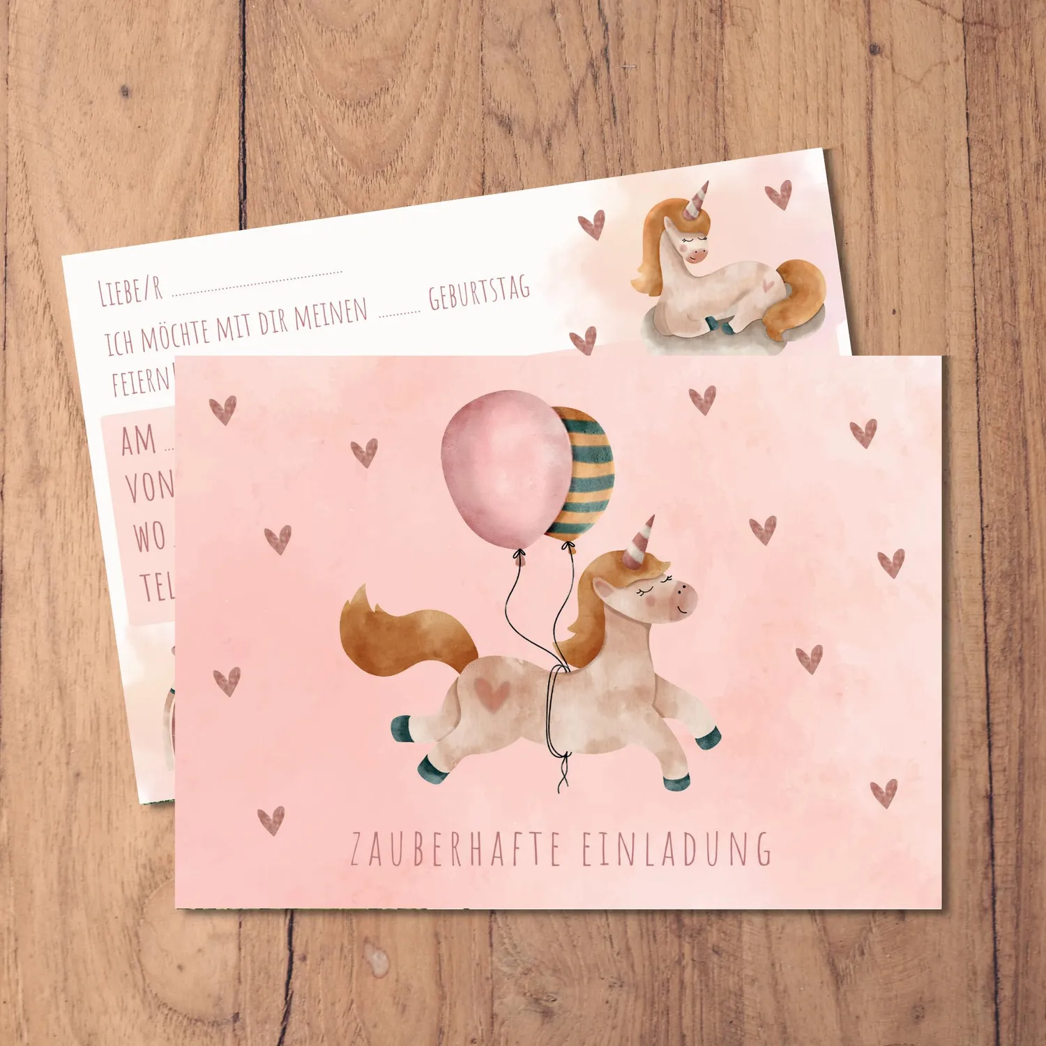 MeinBaby123 Einladungskarten Kindergeburtstag Einhorn 10er Set