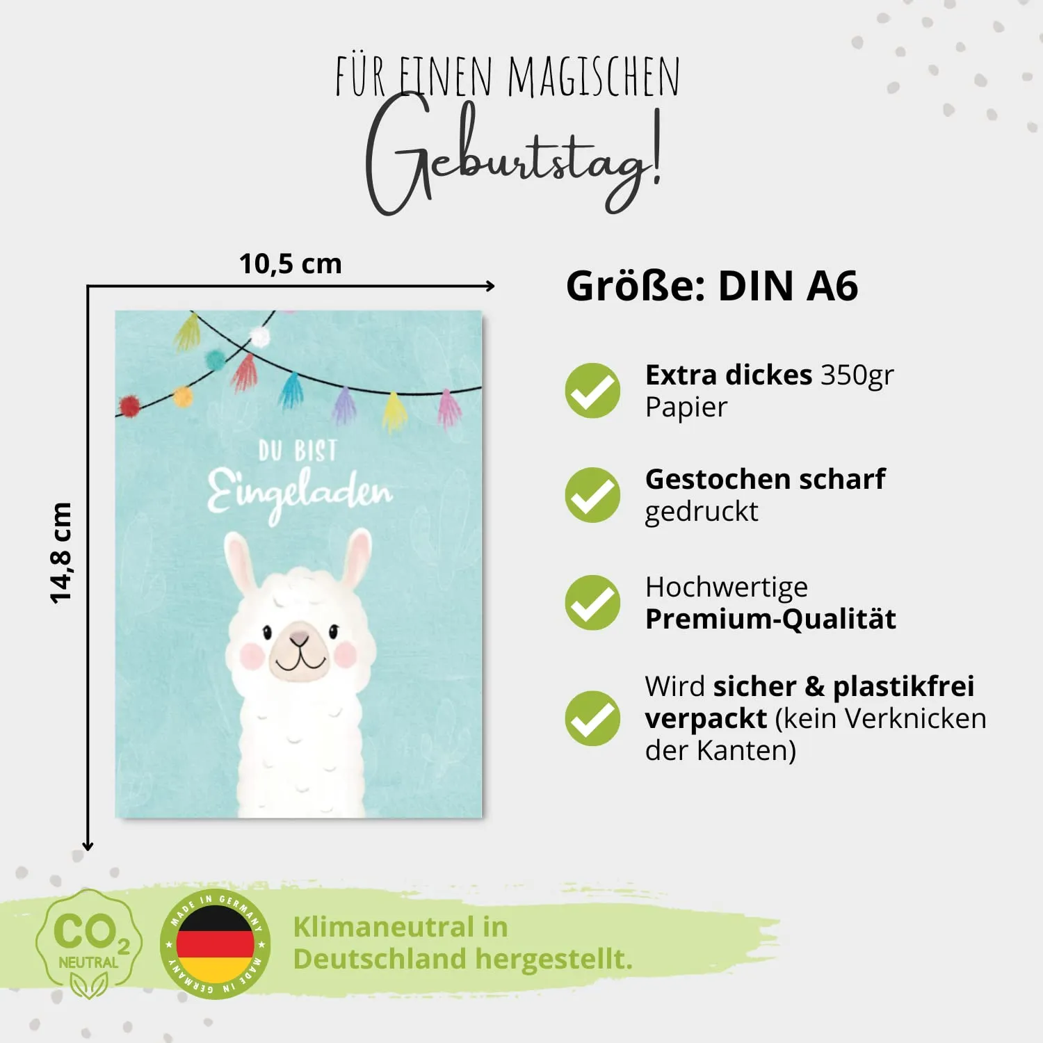 MeinBaby123 Einladungskarten Kindergeburtstag Alpaka 10er