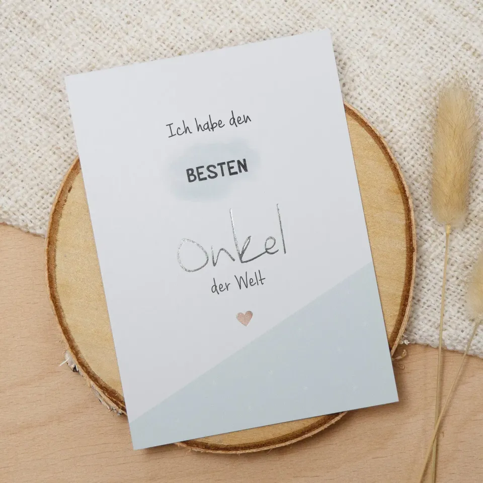 MINTKIND Bester Onkel Postkarte Silberfolie