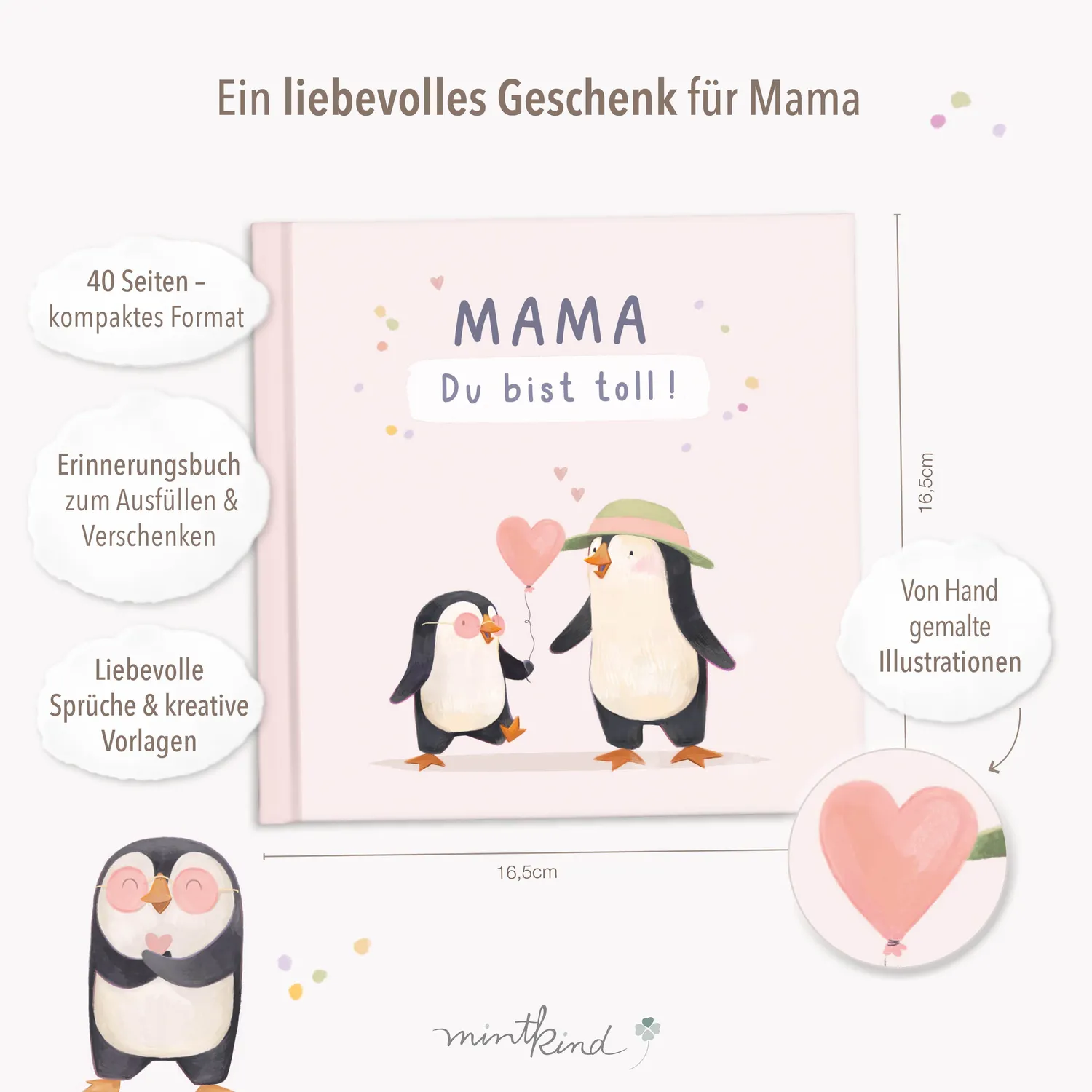 MINTKIND Mama du bist toll Geschenkbuch zum Ausfüllen Kinder