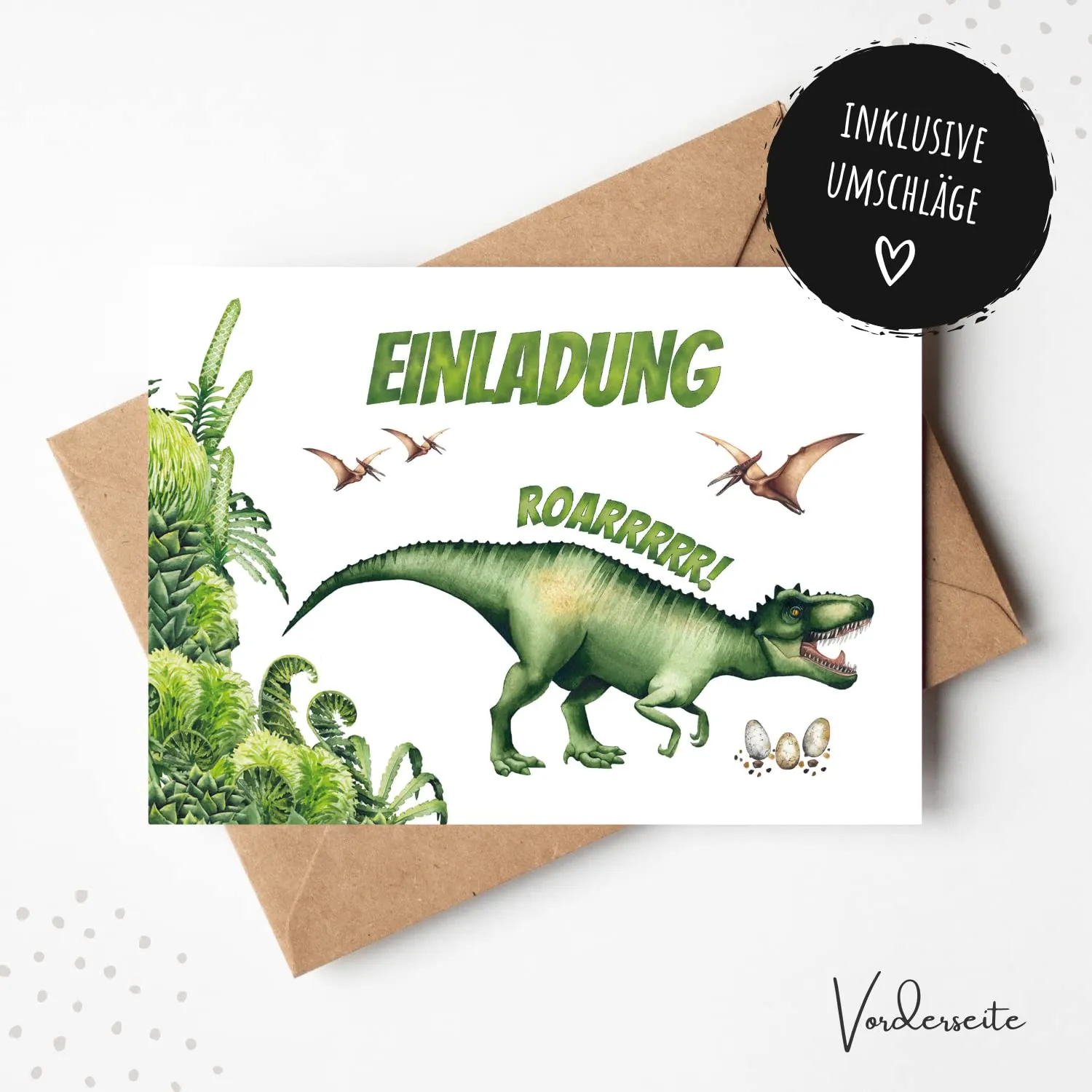 MeinBaby123 Einladungskarten Kindergeburtstag Dino 10er