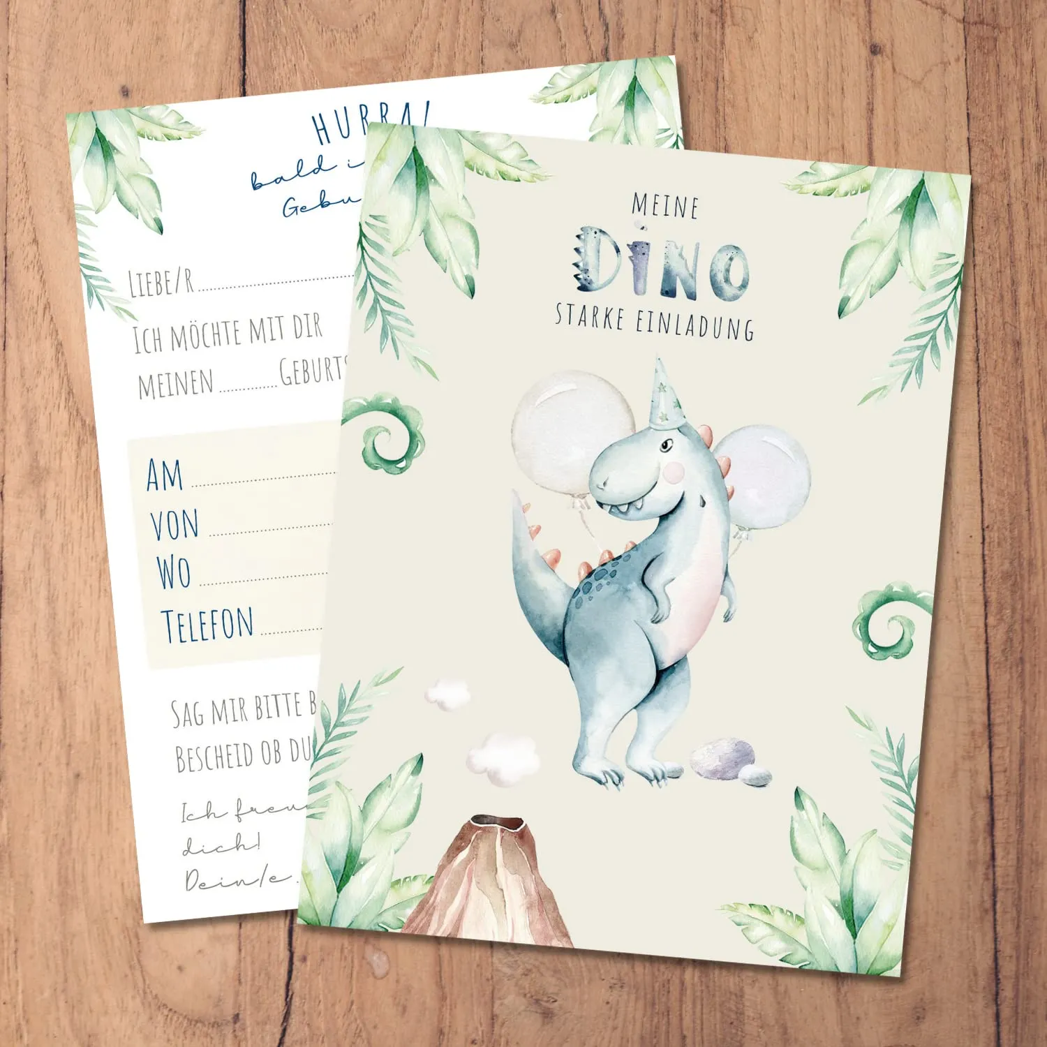 MeinBaby123 Dino Einladungskarten Kindergeburtstag 10er Umschlag