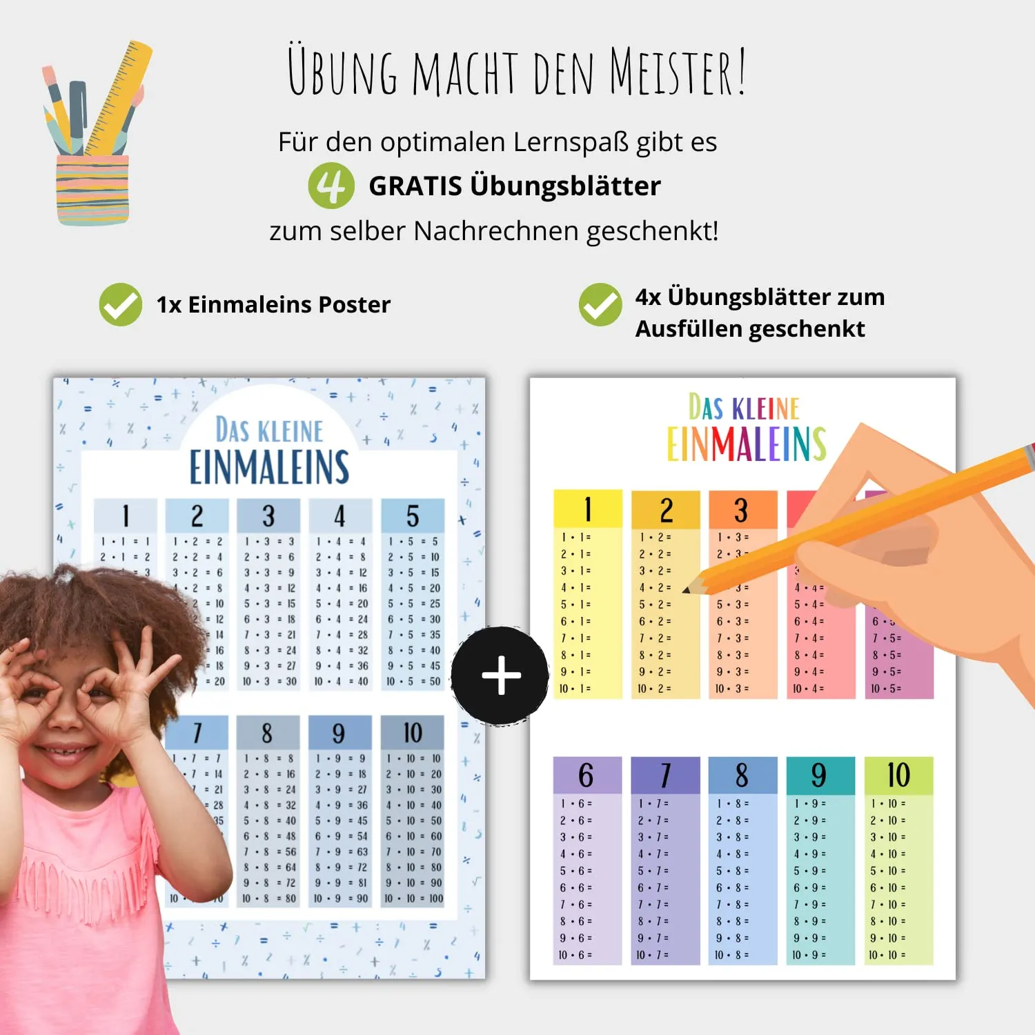 MeinBaby123 Lernposter Einmaleins A4 blau