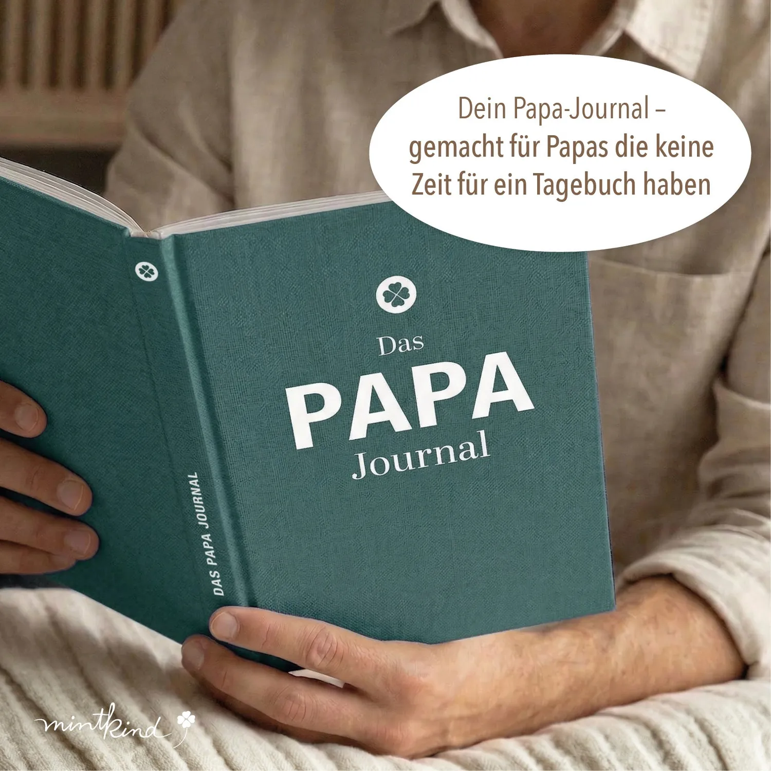 MINTKIND Papa Journal Tagebuch Leinen Blau für Väter