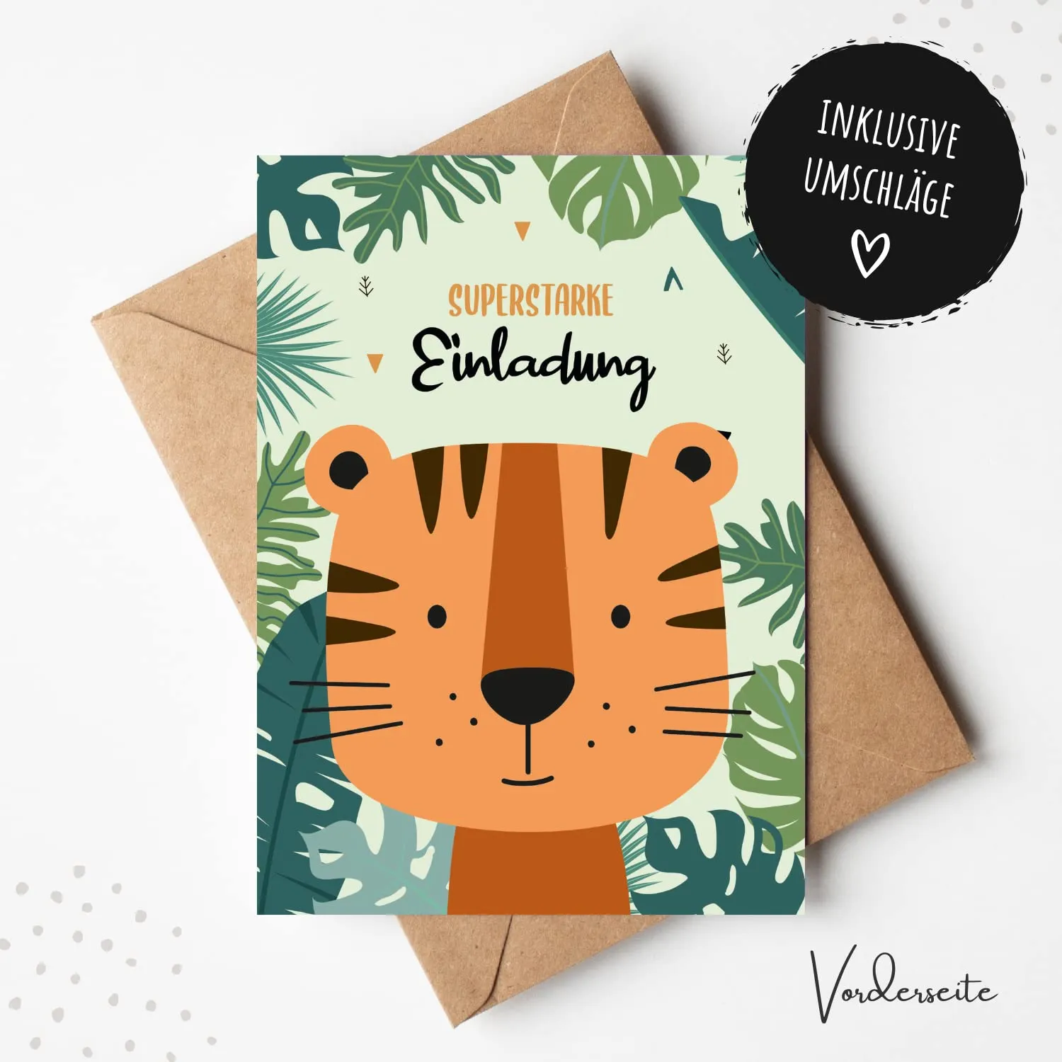 MeinBaby123 Tiger Einladungskarten Kindergeburtstag 10er mit Umschlag