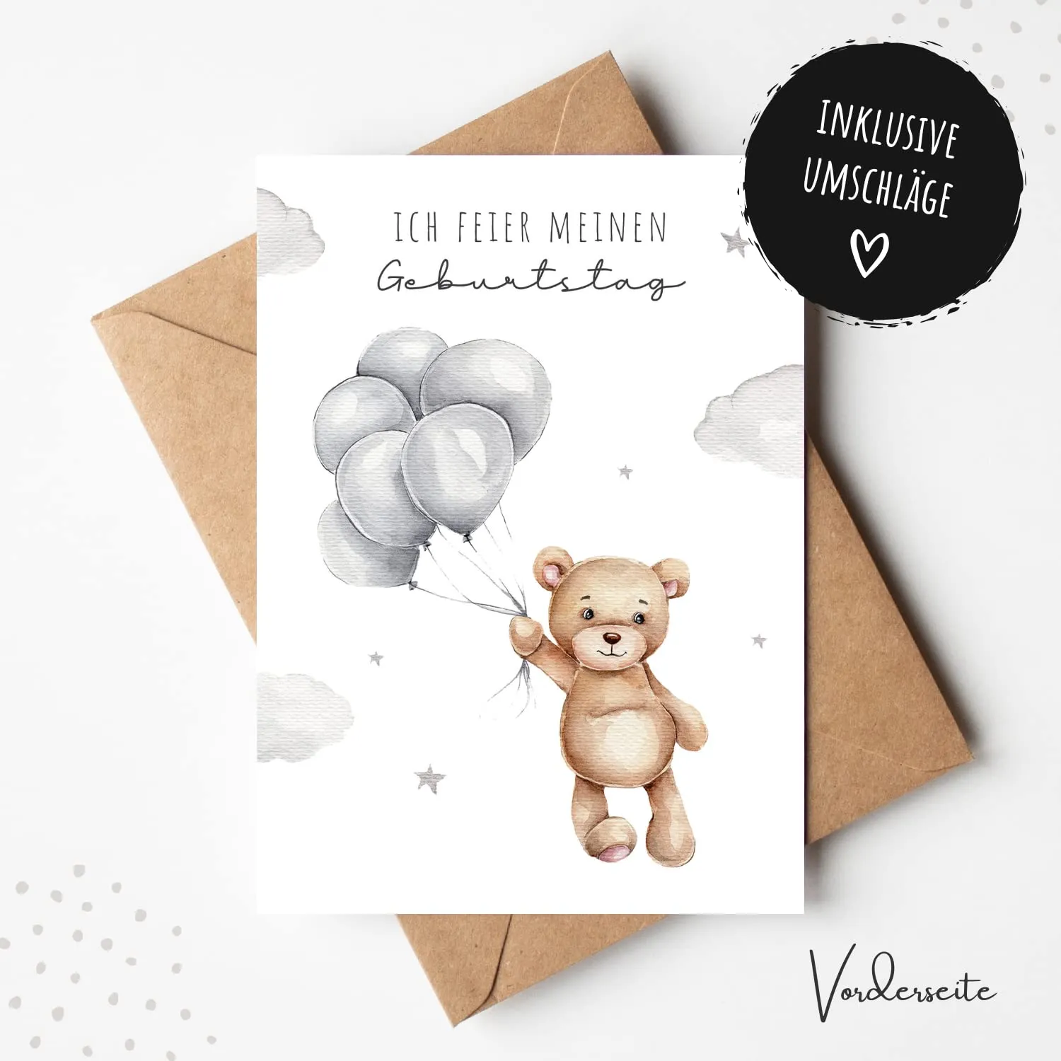MeinBaby123 Bär Einladungskarten Kindergeburtstag 10er Umschlag