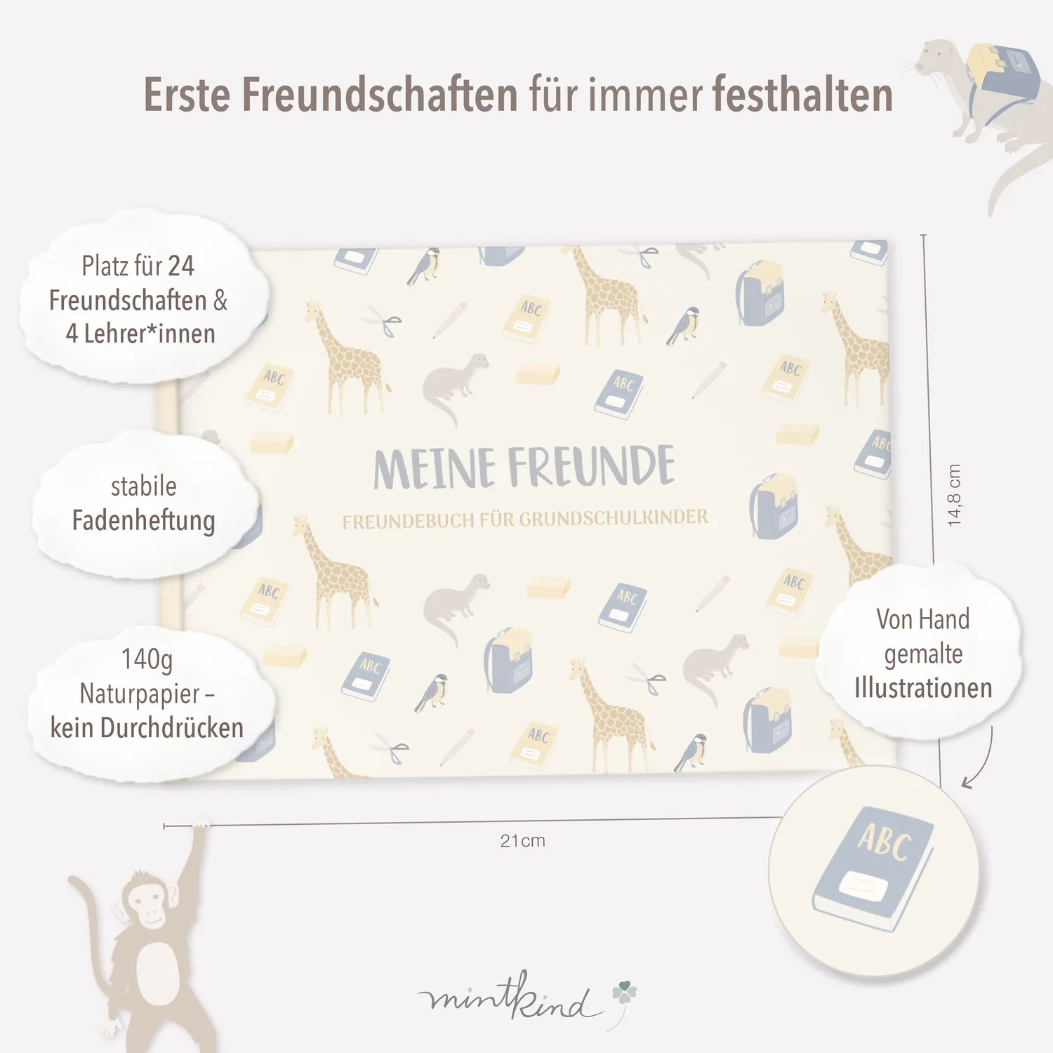 MINTKIND Meine Schulfreunde Freundebuch Natur A5 96 Seiten