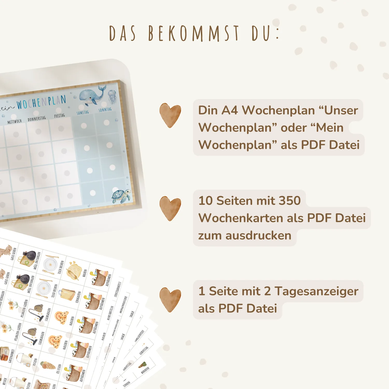 MeinBaby123 Wochenplan Montessori Plan Ausdrucken Delfin Wal PDF