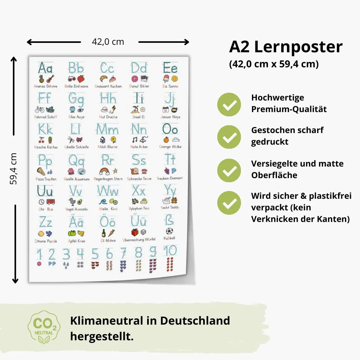 MeinBaby123 Grundschrift Lernposter A2 blau weiß