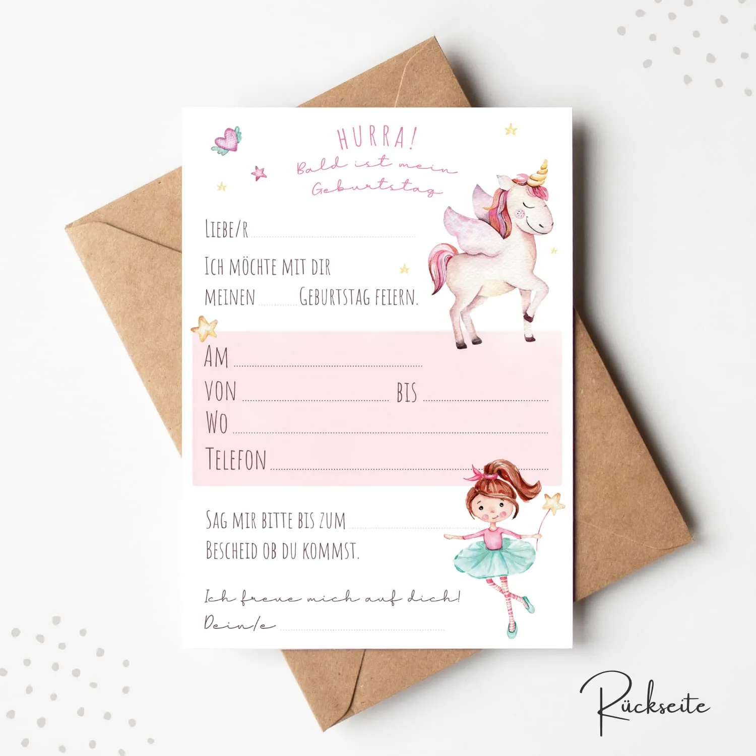 MeinBaby123 Prinzessin Einladungskarten 10er Set mit Umschlägen