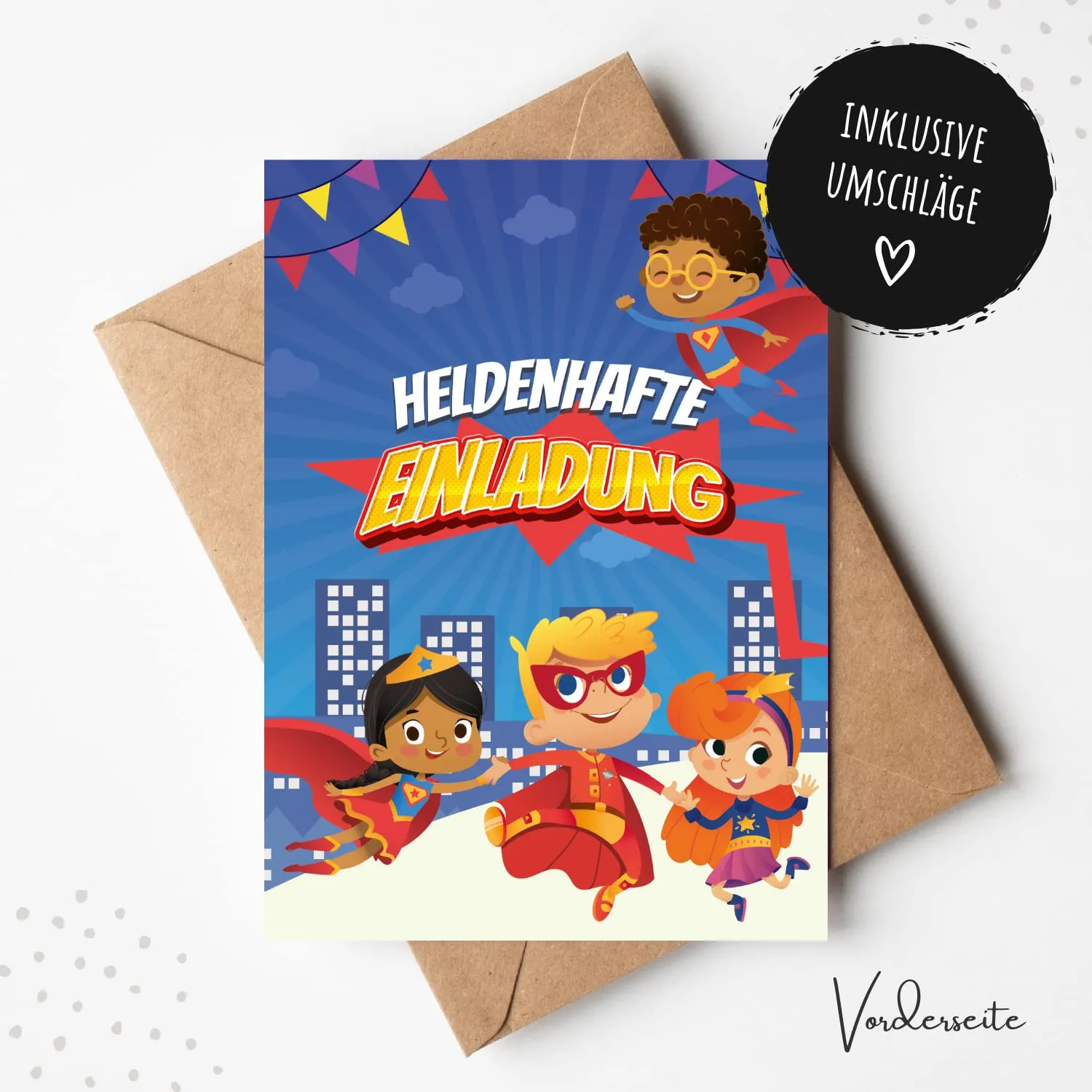 MeinBaby123 Superhelden Einladungskarten 10 Stück