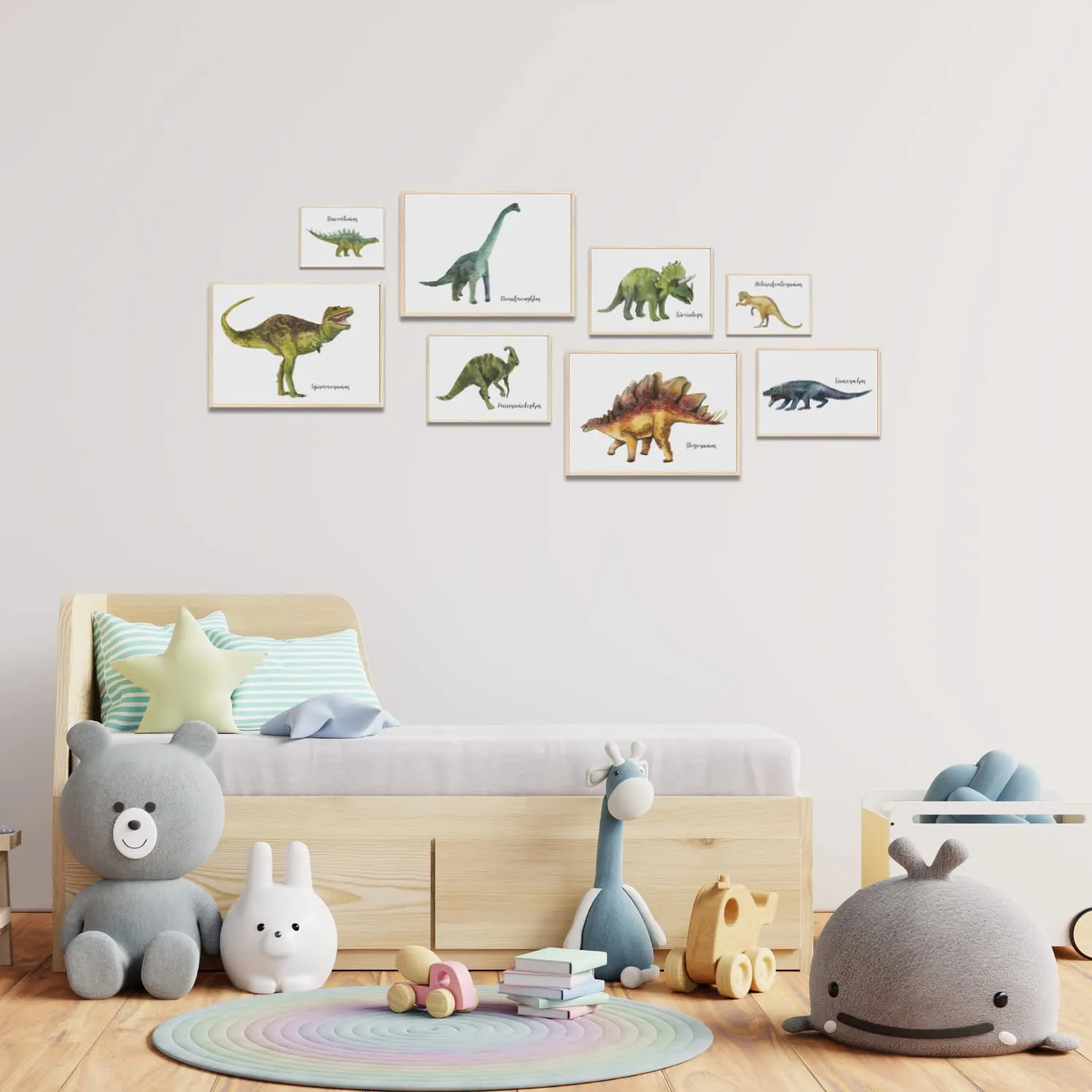 MeinBaby123 Dino Kinderzimmerposter 8er Set A4 A5 A6 300g