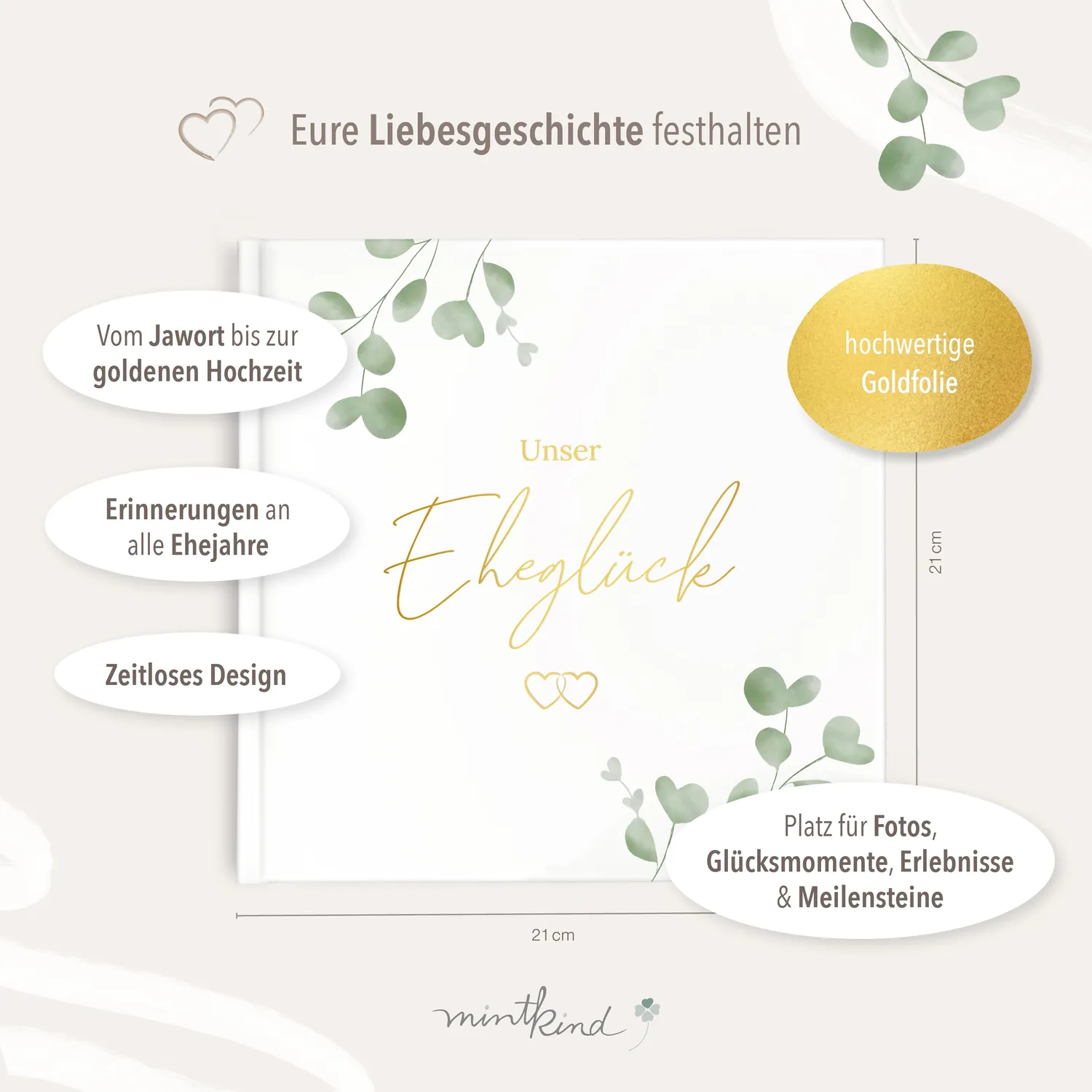 MINTKIND Unser Eheglück Erinnerungsalbum Beige Hochzeit