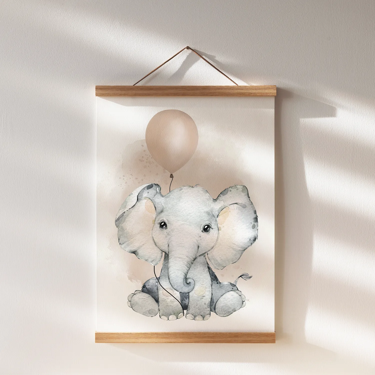 MeinBaby123 Elefant Luftballon Poster 3er Set A4 beige