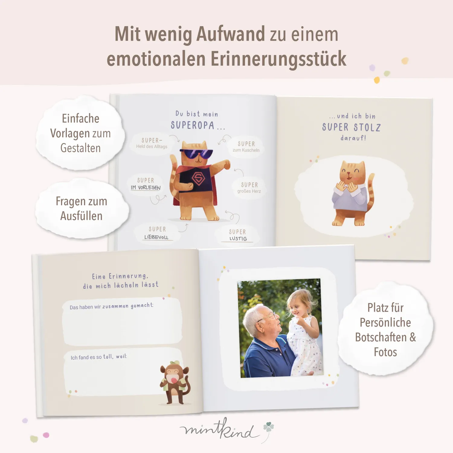 MINTKIND Geschenk Set Opa Buch Tasse Karte 3-teilig