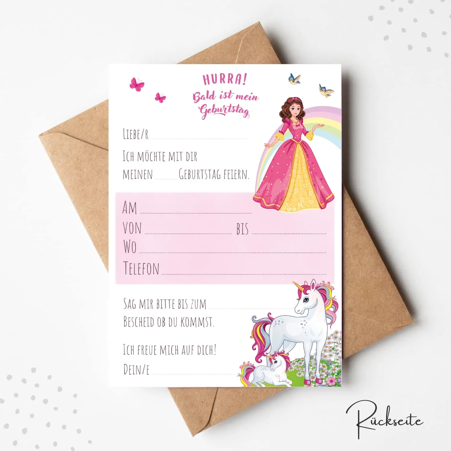 MeinBaby123 Prinzessin Einladungskarten 10er Set A6