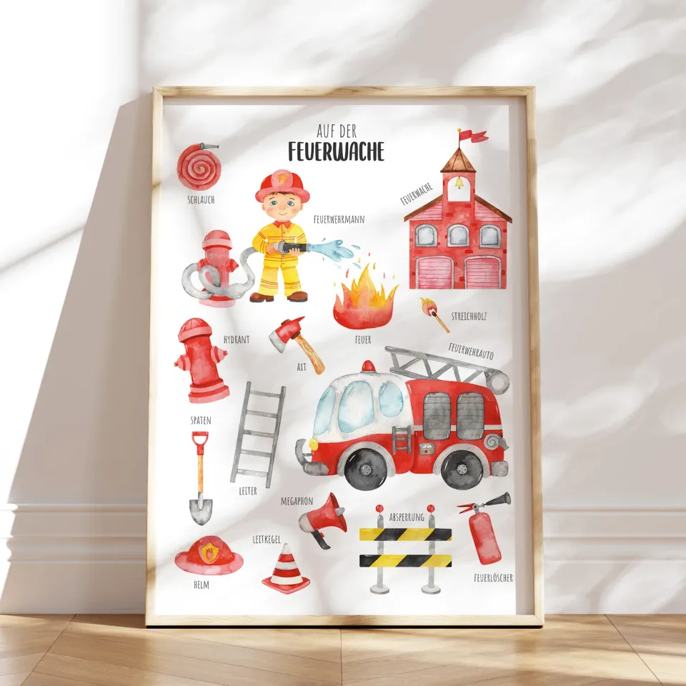 MeinBaby123 Feuerwehr Kinderzimmerposter A2 matt