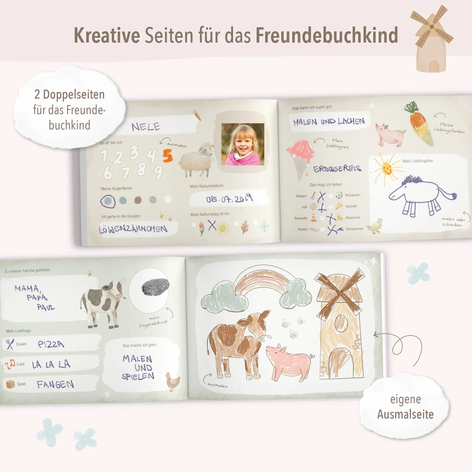 MINTKIND Bauernhof Freundebuch Kindergarten 25 Freunde