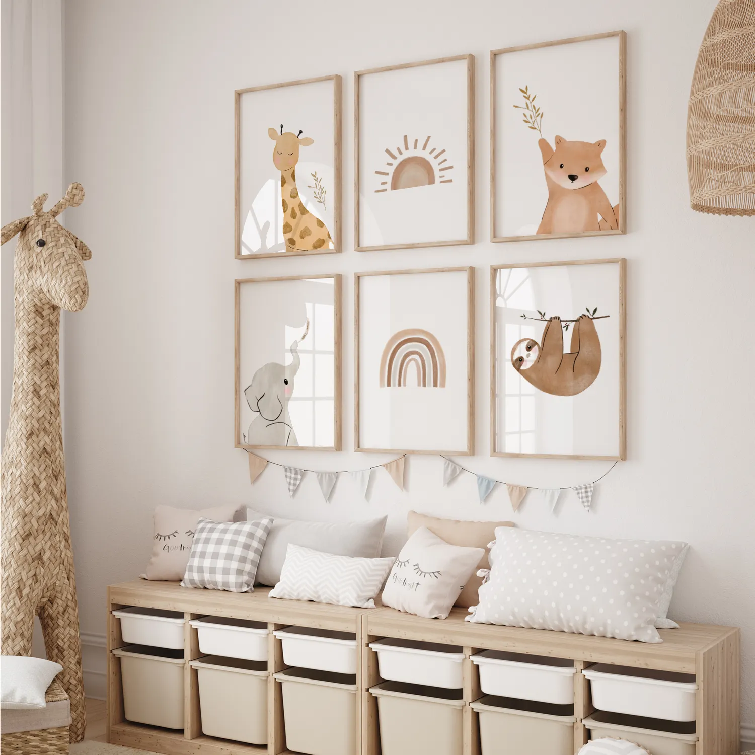 MeinBaby123 Faultier & Freunde Poster 6er Set A4 matt