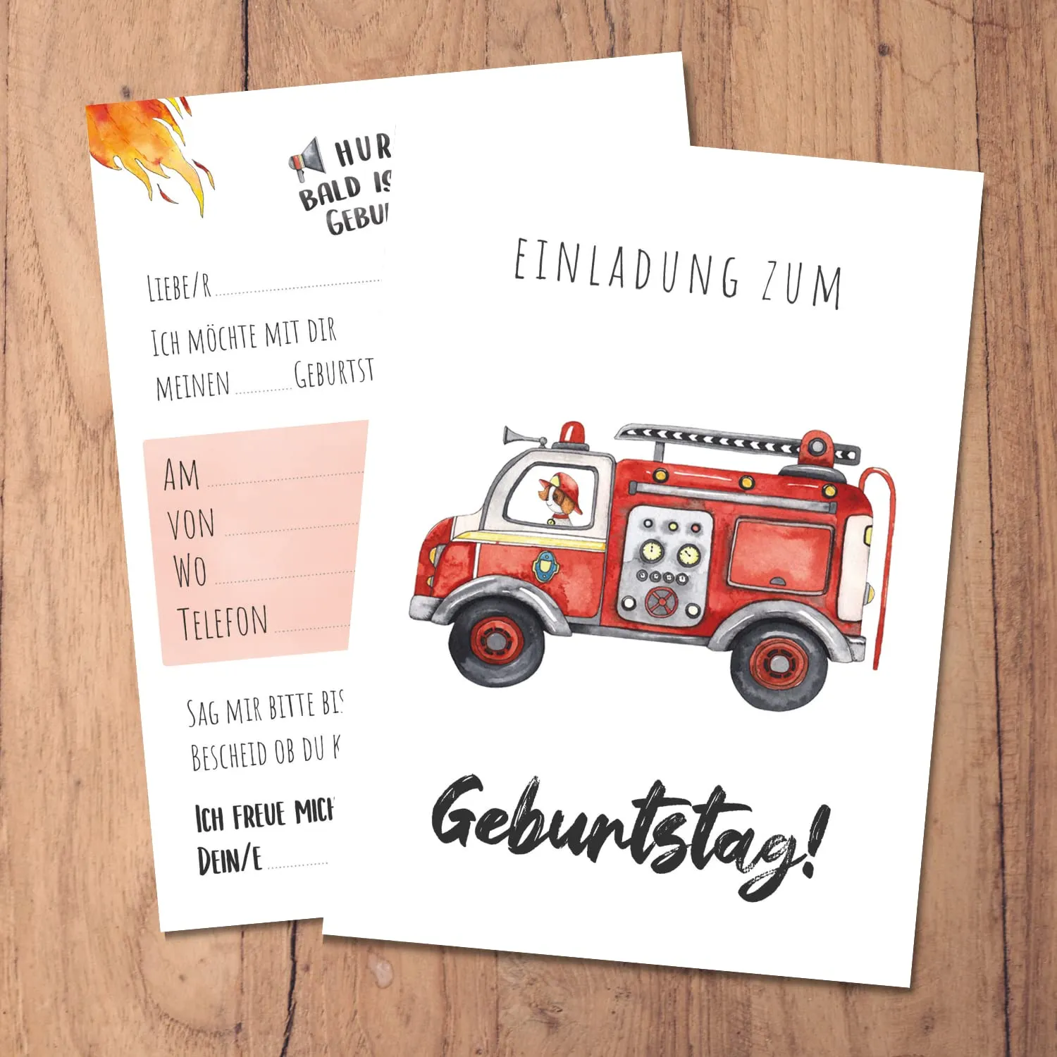 MeinBaby123 Feuerwehr Einladungskarten Kindergeburtstag 10er
