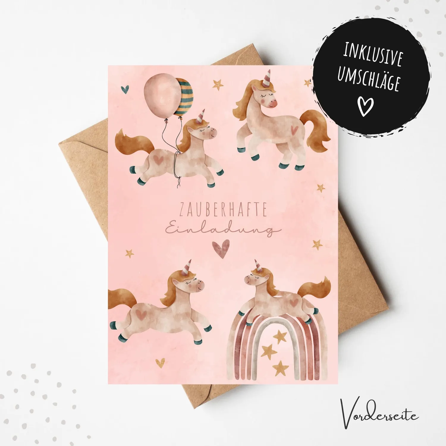 MeinBaby123 Einhorn Einladungskarten Kindergeburtstag 10 Stück Umschläge