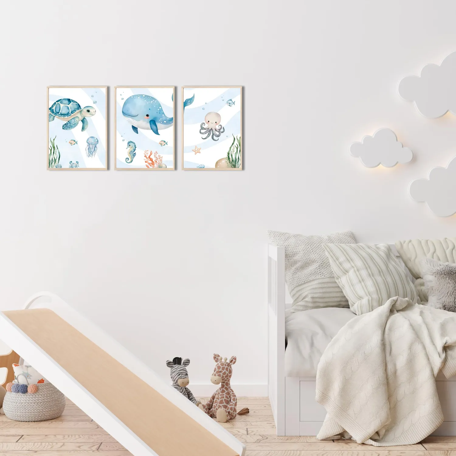 MeinBaby123 Kinderzimmerposter 3er Set A4 Unterwasserwelt