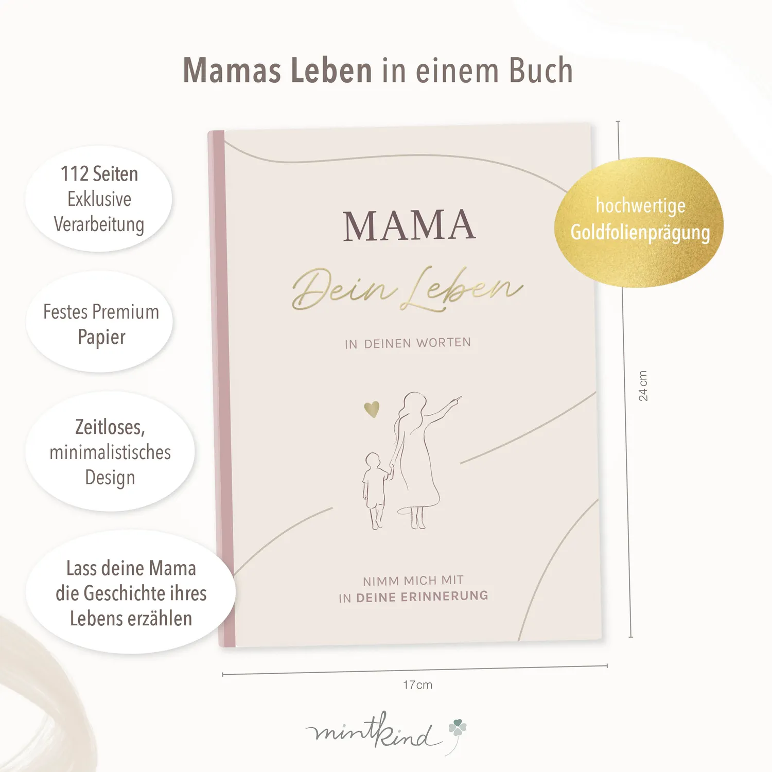 MINTKIND Dein Leben Erinnerungsbuch Mama gebunden 112 Seiten