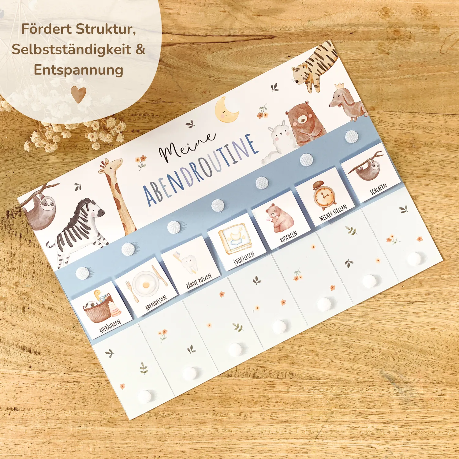 MeinBaby123 Boho Blau Morgen- Abendroutine PDF Ausdrucken