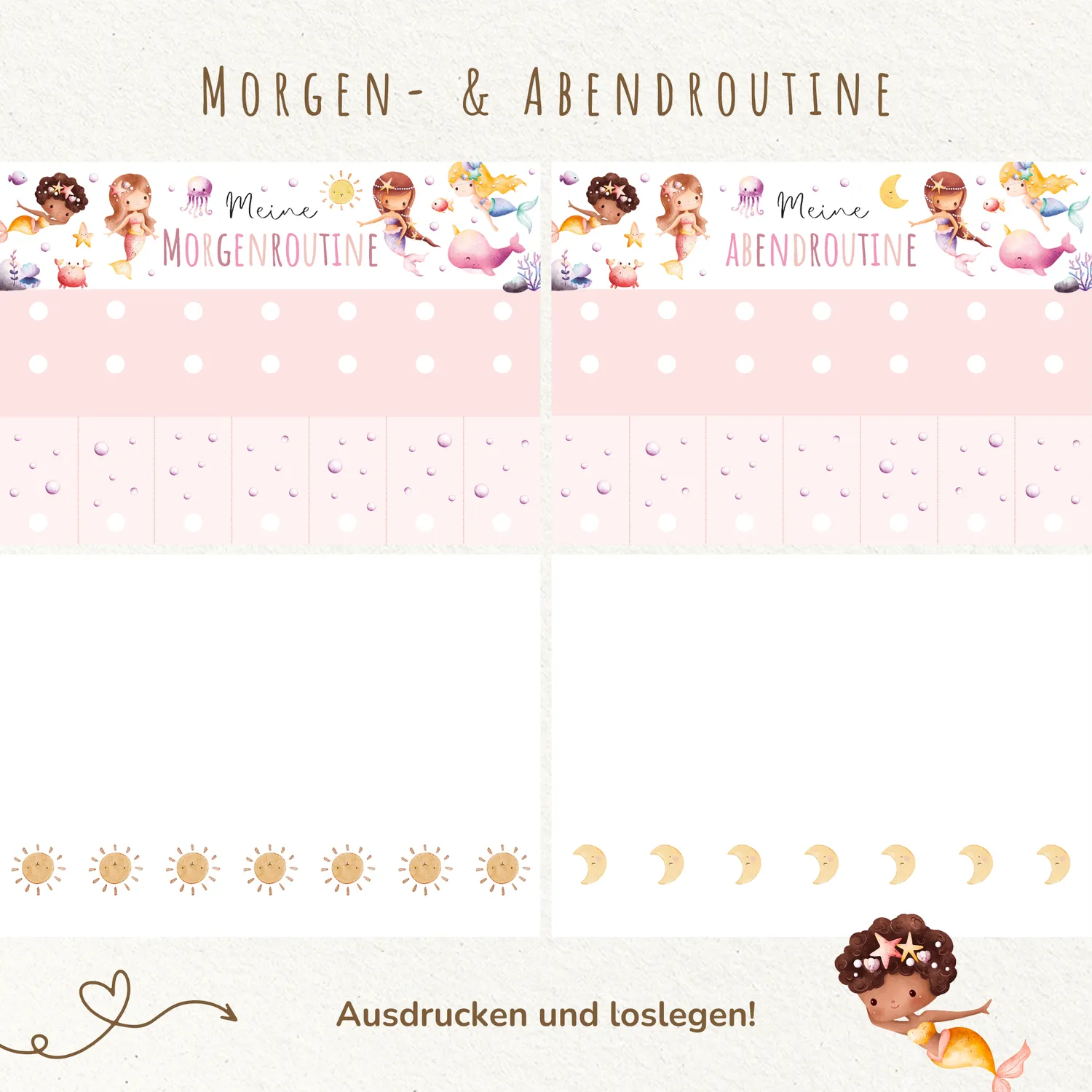 MeinBaby123 Morgen- & Abendroutine Stundenplan Meerjungfrau PDF