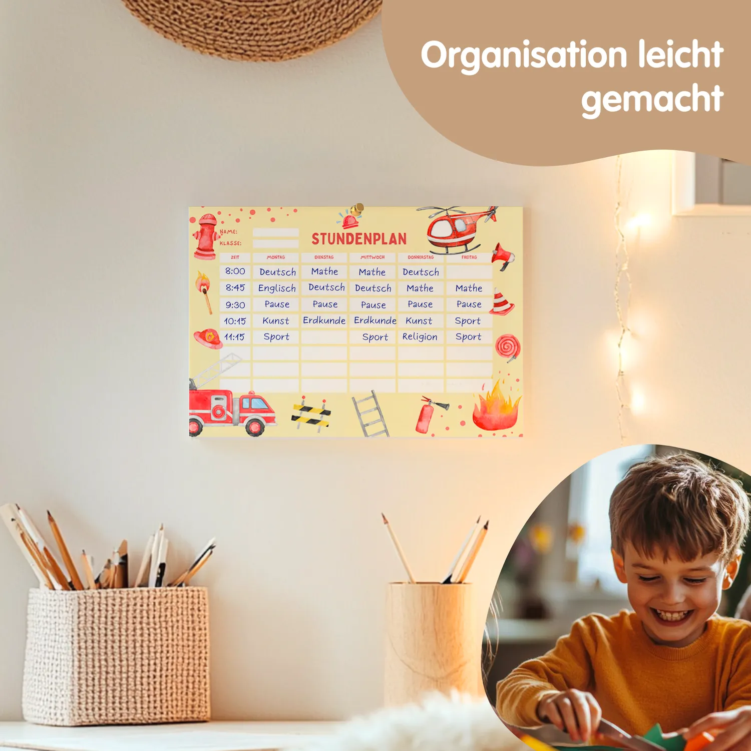 MeinBaby123 Feuerwehr2 Stundenplan zum Ausdrucken PDF