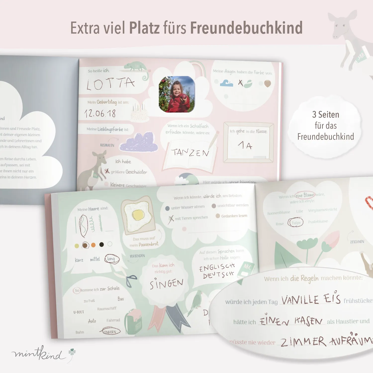 MINTKIND Meine Schulfreunde Freundebuch Rosa Grundschule
