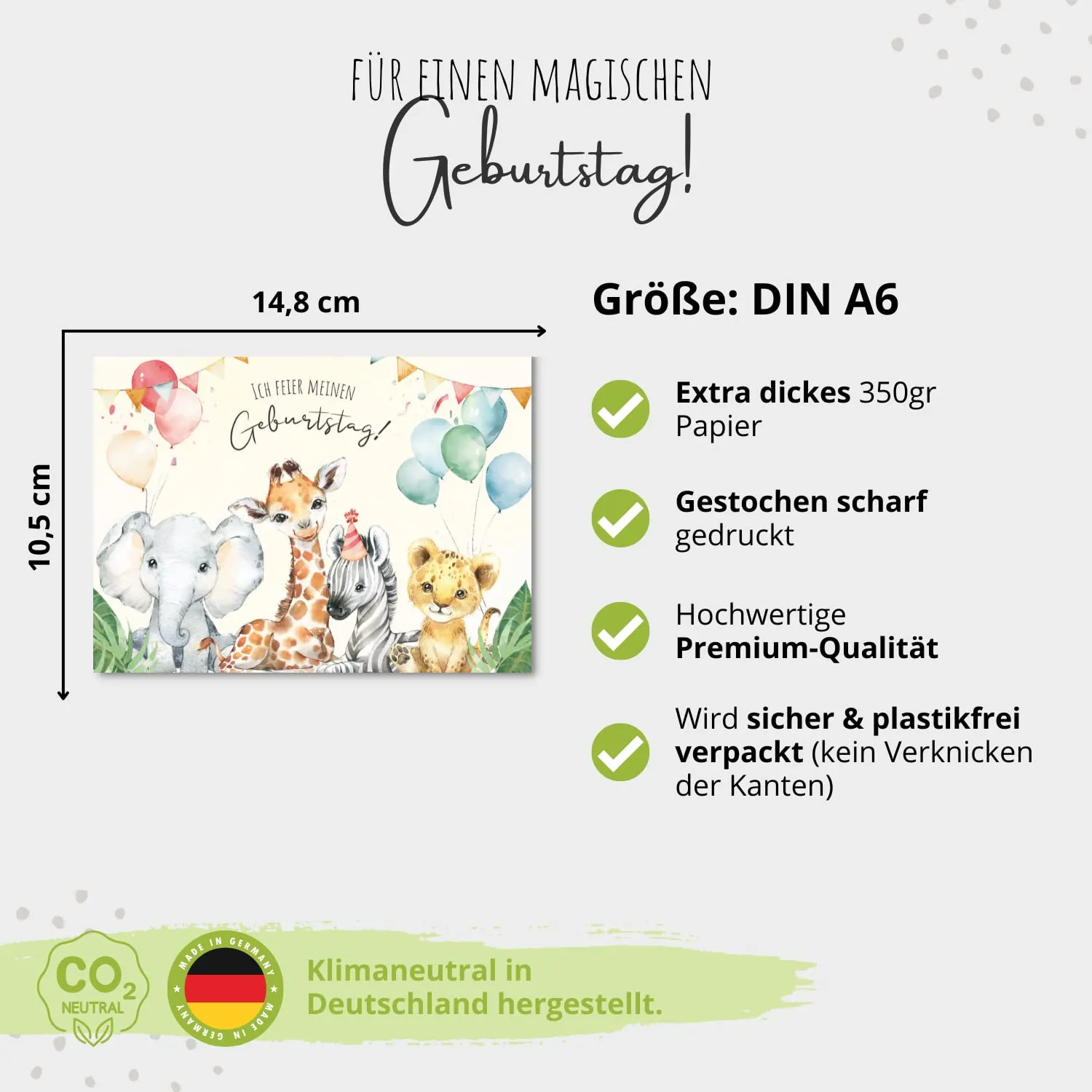 MeinBaby123 Safari Tiere Einladungskarten Kindergeburtstag 10er
