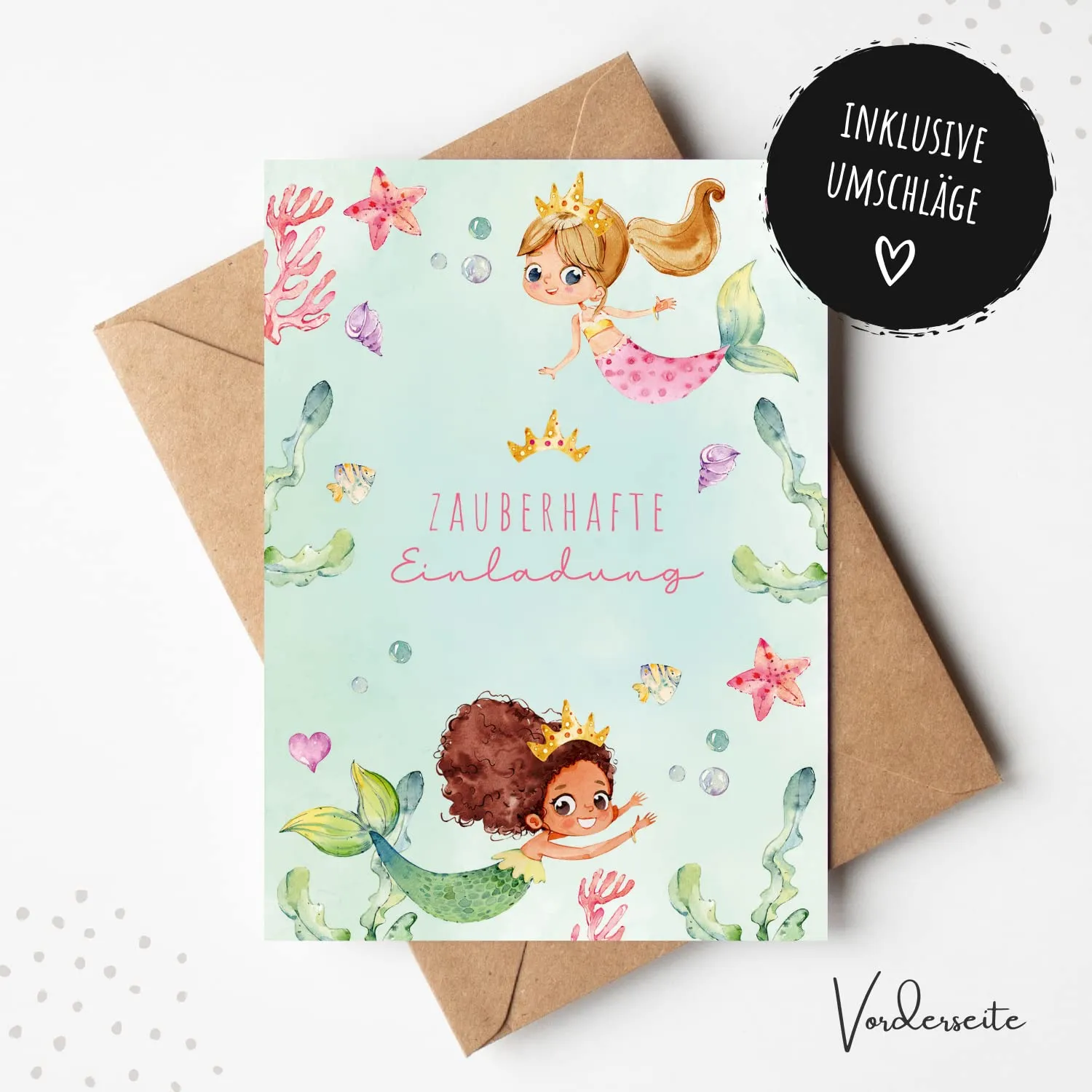 MeinBaby123 Meerjungfrau Einladungskarten 10er Set A6