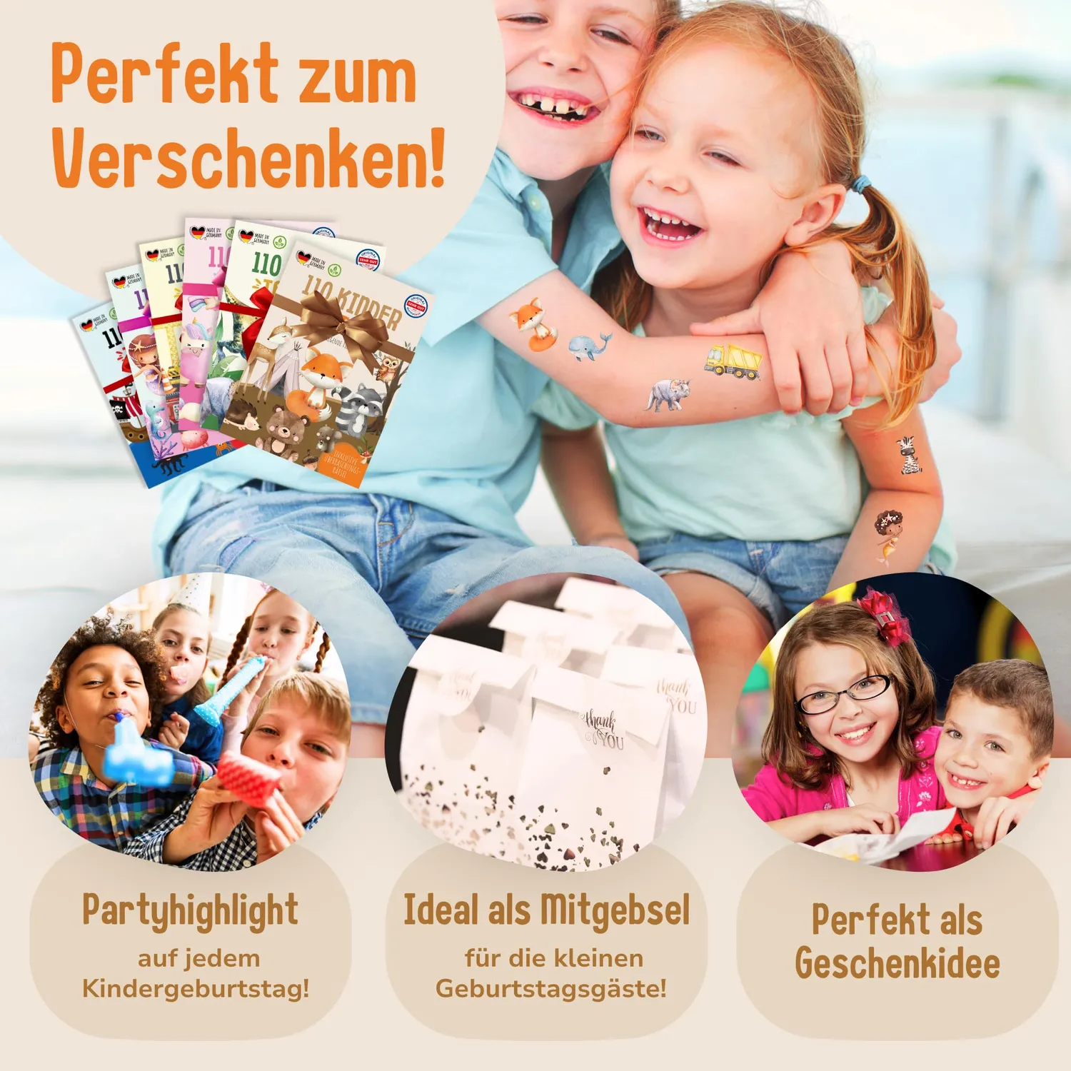 MeinBaby123 Mix Motive Kinder Tattoos 6er Set 660 Stück