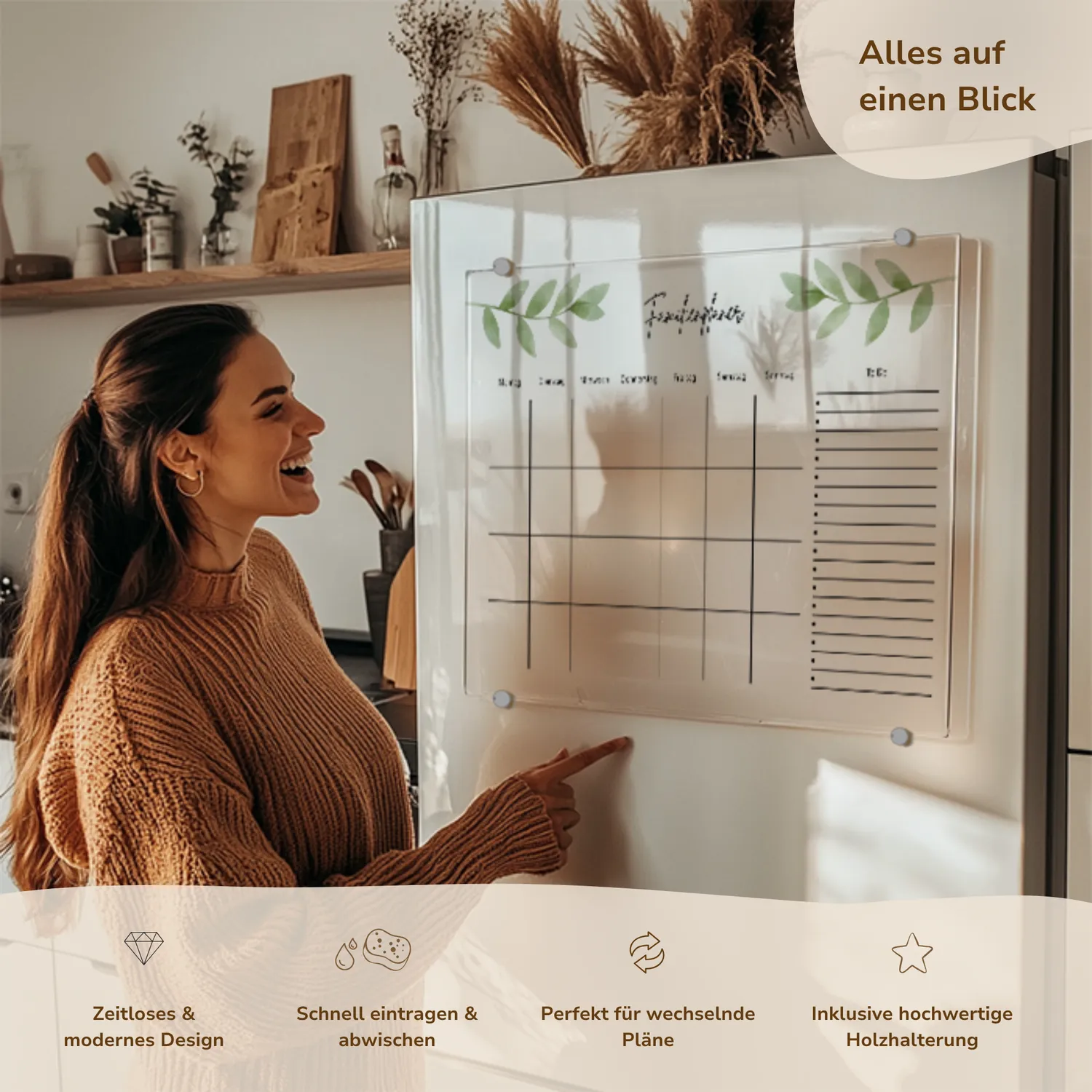 MeinBaby123 Familienplaner Acryl A3 mit Holzhalterung