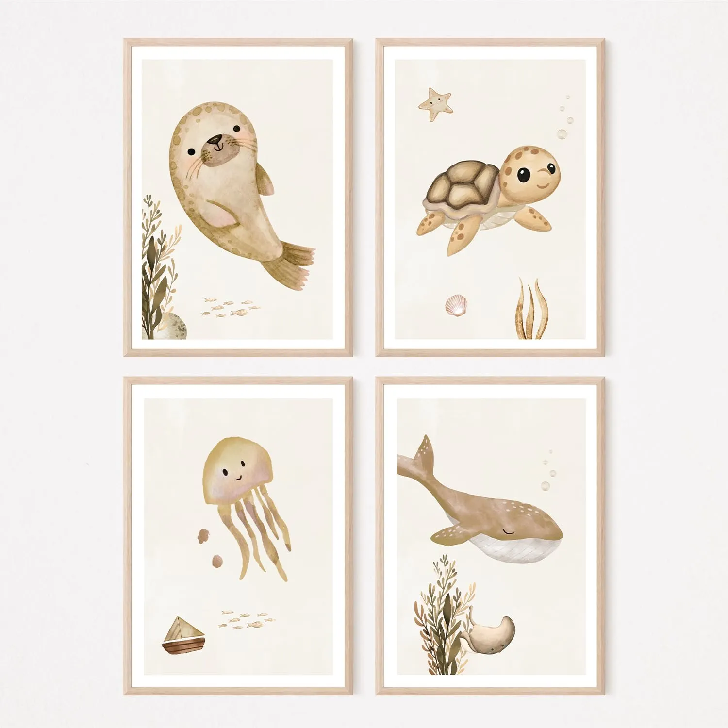 MeinBaby123 Unterwasserwelt Kinderzimmerposter 4er Set A4