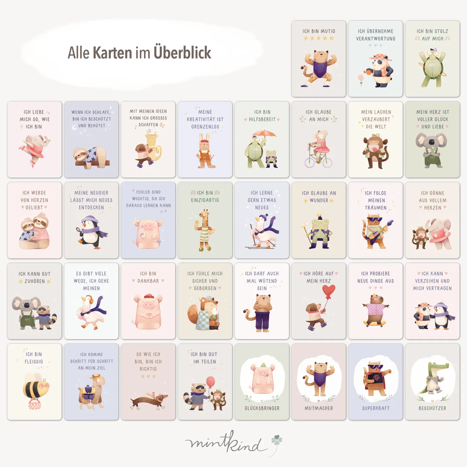 MINTKIND Affirmationskarten Kinder 35 Karten A7