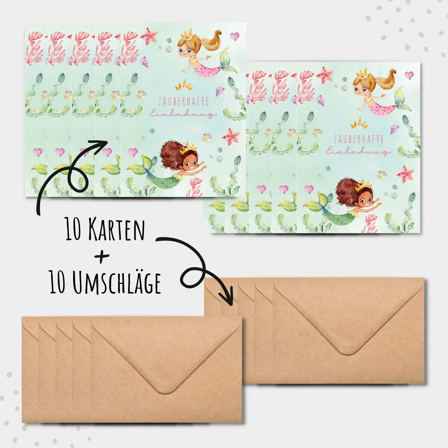 MeinBaby123 Meerjungfrau Einladungskarten 10er Set A6