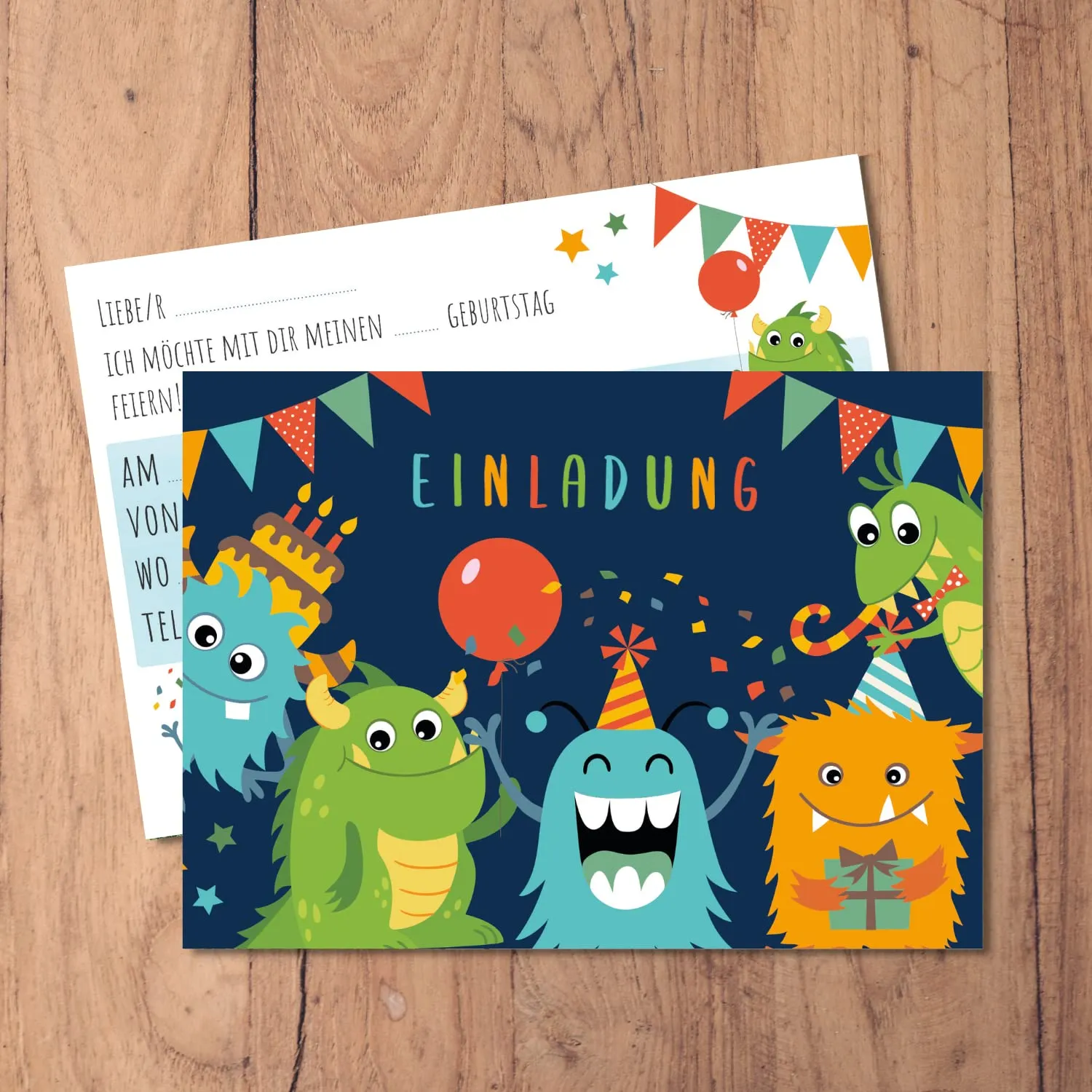 MeinBaby123 Monster Einladungskarten Kindergeburtstag 10er